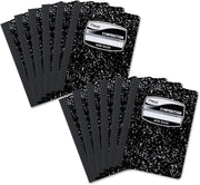 Mead Composition Notebooks, 12 Pack, Wide Ruled Paper, 9-3/4" x 7-1/2", 100 Sheets per Comp Book, Black Marble (72936)