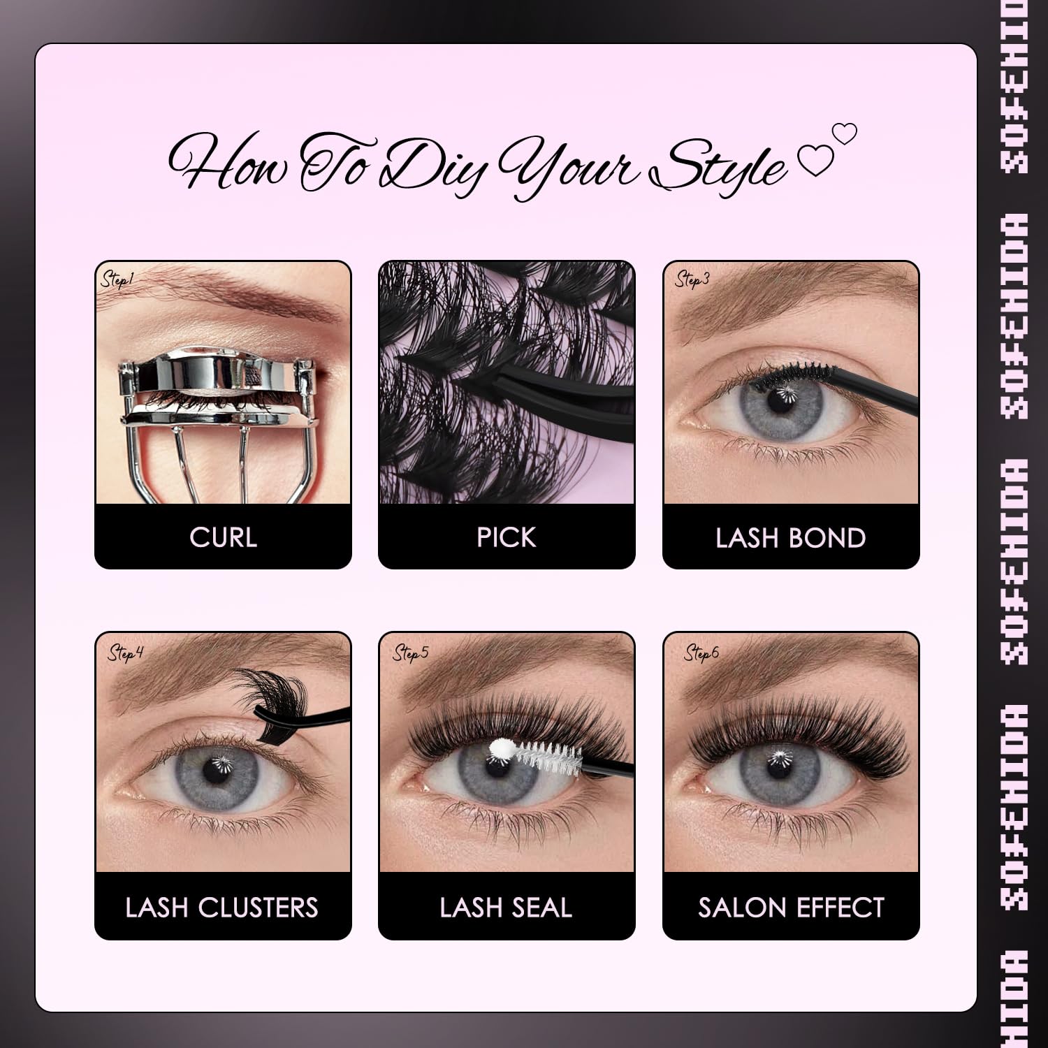 SOFENIDA Lash Clusters Kit 80D Lash Clusters Kit 10-18mm Volume Eyelash Clusters D Curl Cluster Eyelash Extensions 3D Wispy Lashes Clusters DIY Lash Extension Kit(80D-10-18MIX Thick Kit)