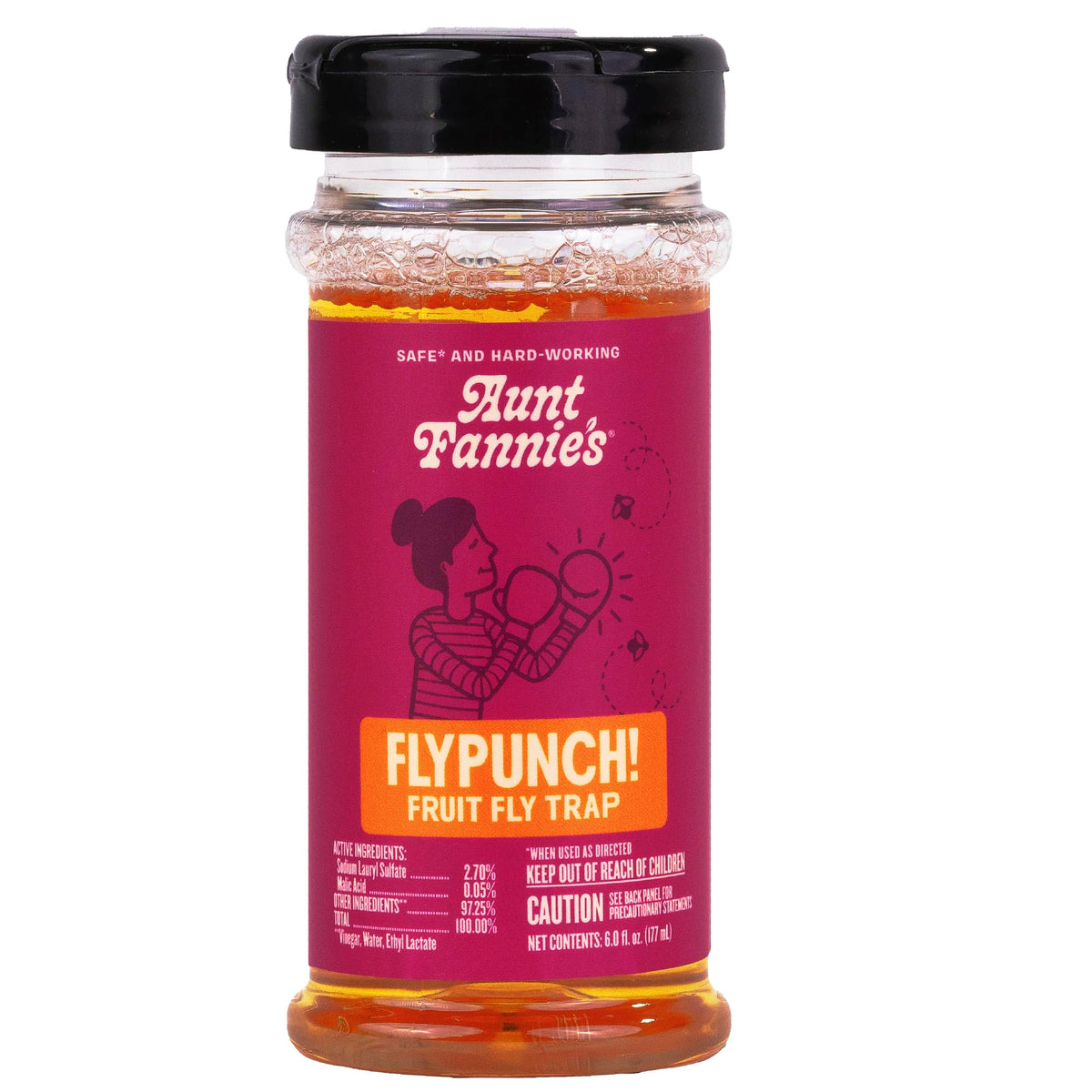 Aunt Fannie's FlyPunch Fruchtfliegenfalle für den Innen- und Küchenbereich, gebrauchsfertig, aus pflanzlichen Inhaltsstoffen, sicher in der Nähe von Lebensmitteln, jede Flasche hält bis zu 30 Tage, 1er-Pack