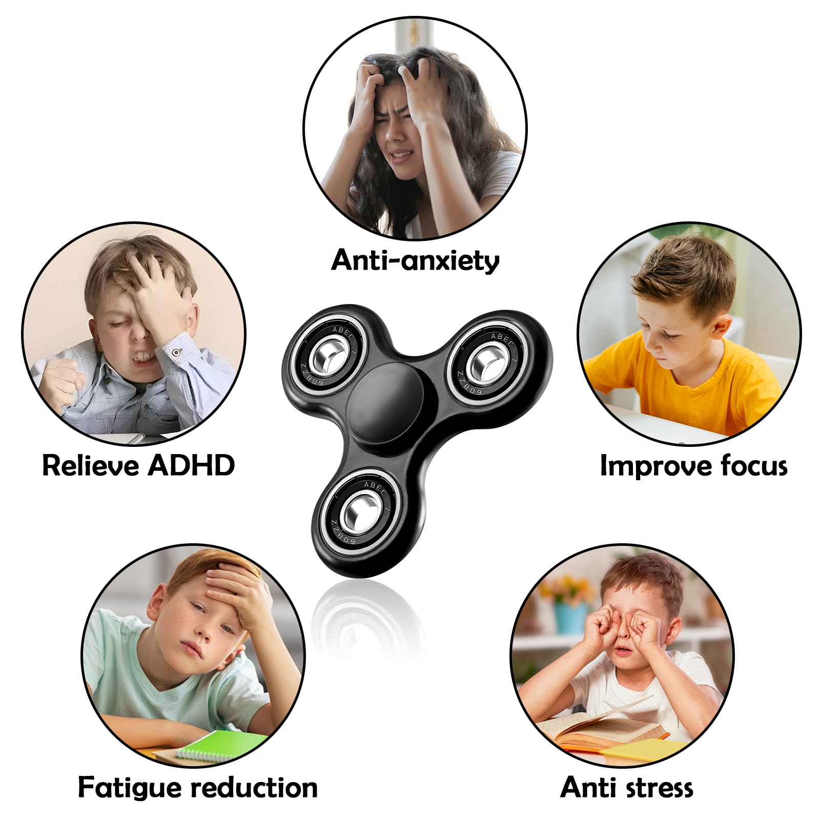SCIONE Fidget Spinners Toys 5 Pack, Sensory Hand Fidget Pack Bulk, Anxiety Toys Stress Relief Reducer, Party Favors for Kids Adults Goodie Bag Stuffers,Fidget Stress Toys for Students Anxiety Relief