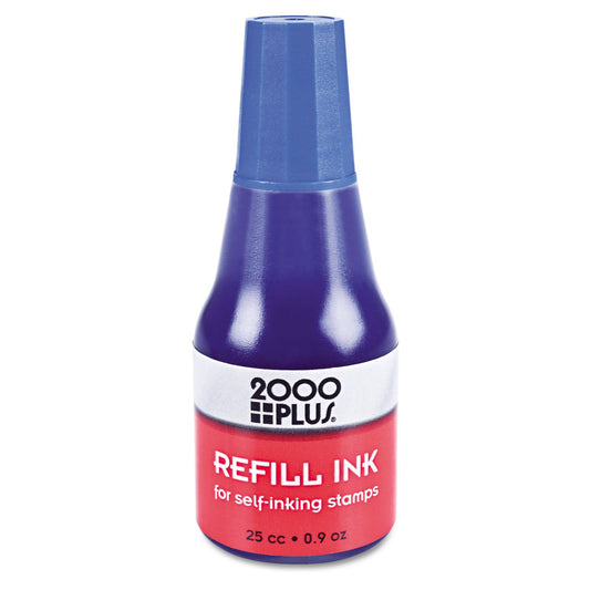 2000Plus Refill Ink for Self-Inking Stamps, 25cc (0.9 oz) Squeeze Bottle, Blue - COS032961