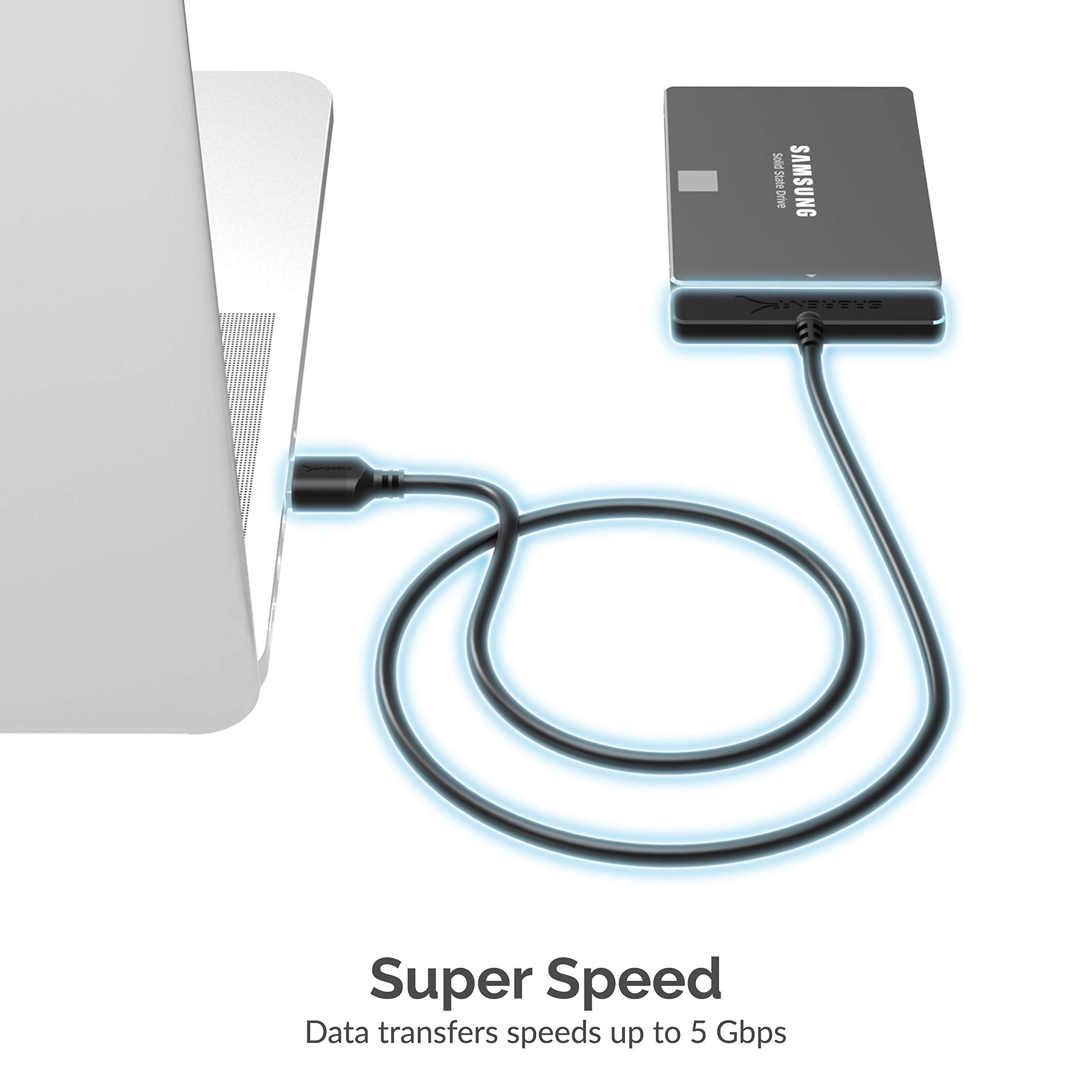 SABRENT SATA to USB Cable - USB 3.0 to 2.5” SATA I/II/III Hard Drive Adapter - External Converter for SSD/HDD Data Transfer (EC-SSHD)