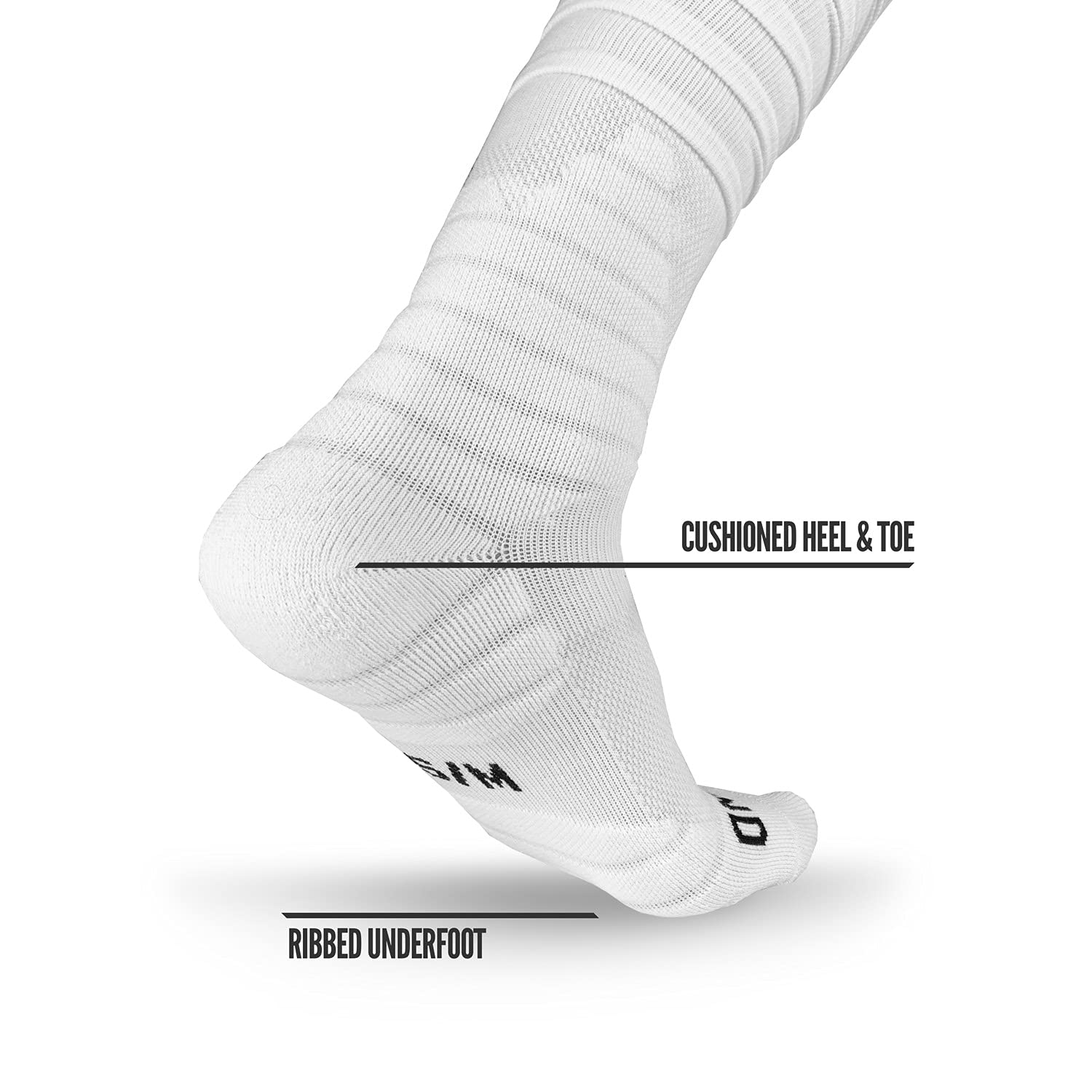 Nxtrnd XTD Scrunch Football Socks, Extra Long Padded Sport Socks for Men & Boys (White, L/XL)
