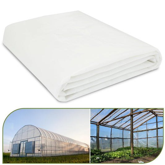 chicarry Greenhouse Plastic Sheeting, 12 x 25ft 6 mil Clear Greenhouse Film, UV Resistant Plastic Sheeting Heavy Duty, Polyethylene Green House Plastic Cover for Farms, Garden, Agriculture