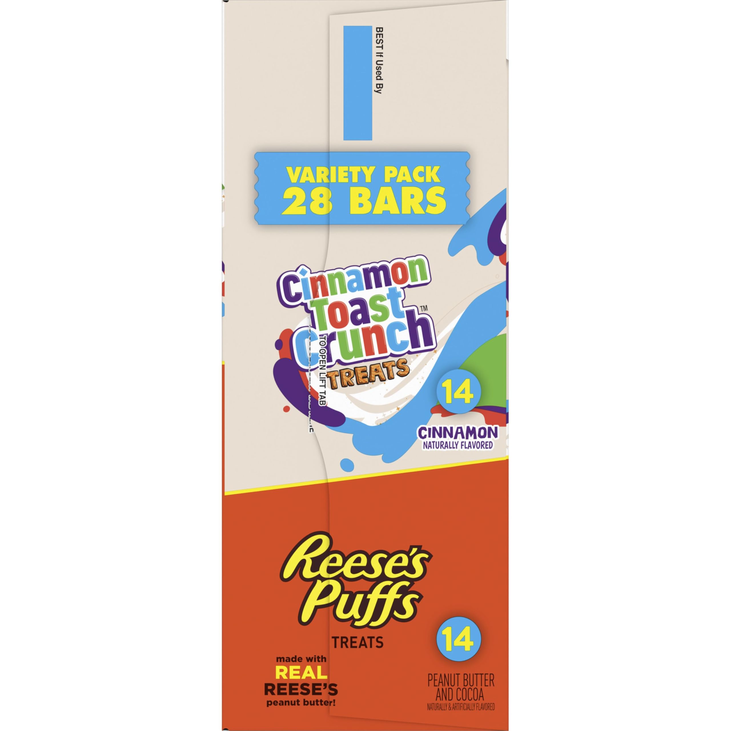 Cinnamon Toast Crunch and REESE'S Puffs Cereal Treat Bars Variety Pack, Snack Bars, 28 Ct, 23.8 oz