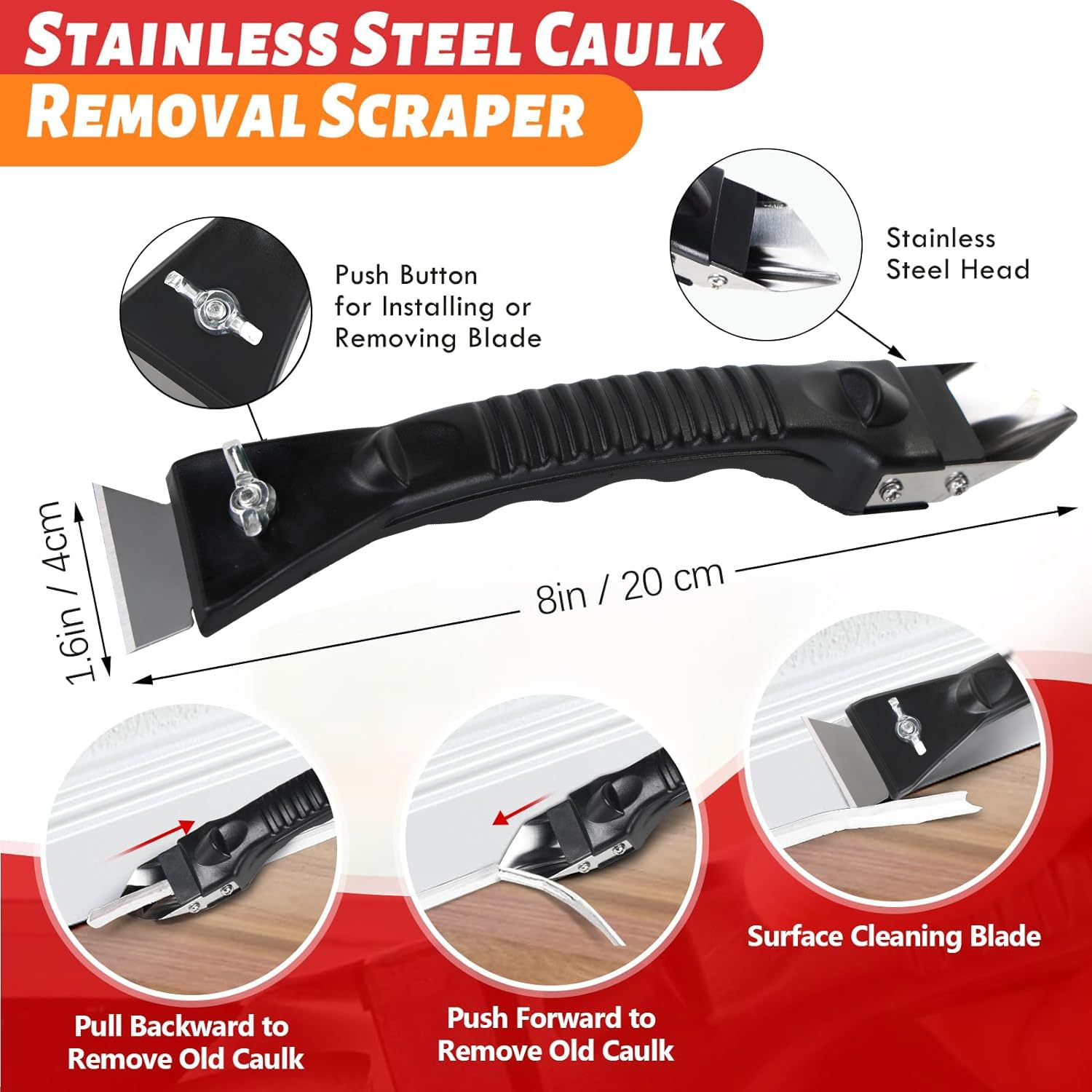 Cocew Caulk Gun Kit, Smooth Silicone Caulking Gun and Caulk Remover Tool, Sealant Finishing Tool Grout Scraper for Kitchen Bathroom Window Sink Joint, All in One with Gift Box