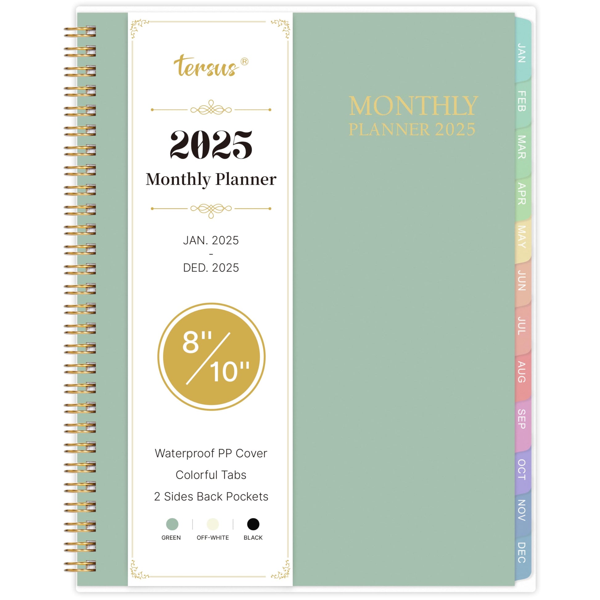 2025 Monthly Planner/Calendar - Monthly Calendar 2025, 8'' x 10'', Transparent PP Cover, Colorful 12 Monthly Tabs, JAN 2025-DEC 2025, 2025 Calendar Monthly Planner with 2-Sides Pockets