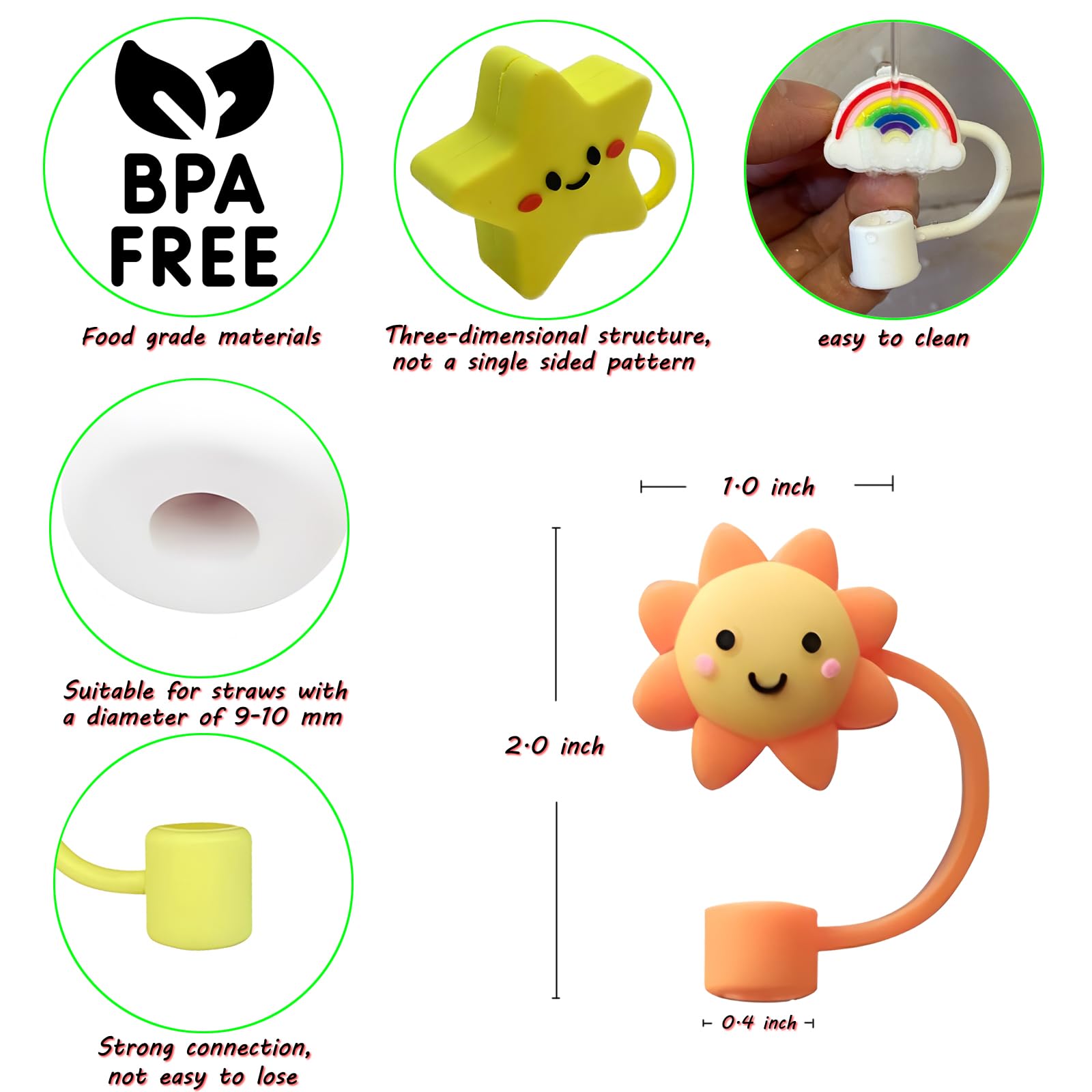 NYRXKJ Straw Cover Cap for Stanley Cup, 4pcs 0.4in 10mm Diameter Reusable Dust-Proof Straw Topper Compatible with Simple Modern and Tumbler with Lid and Straw (4pcs sky set)