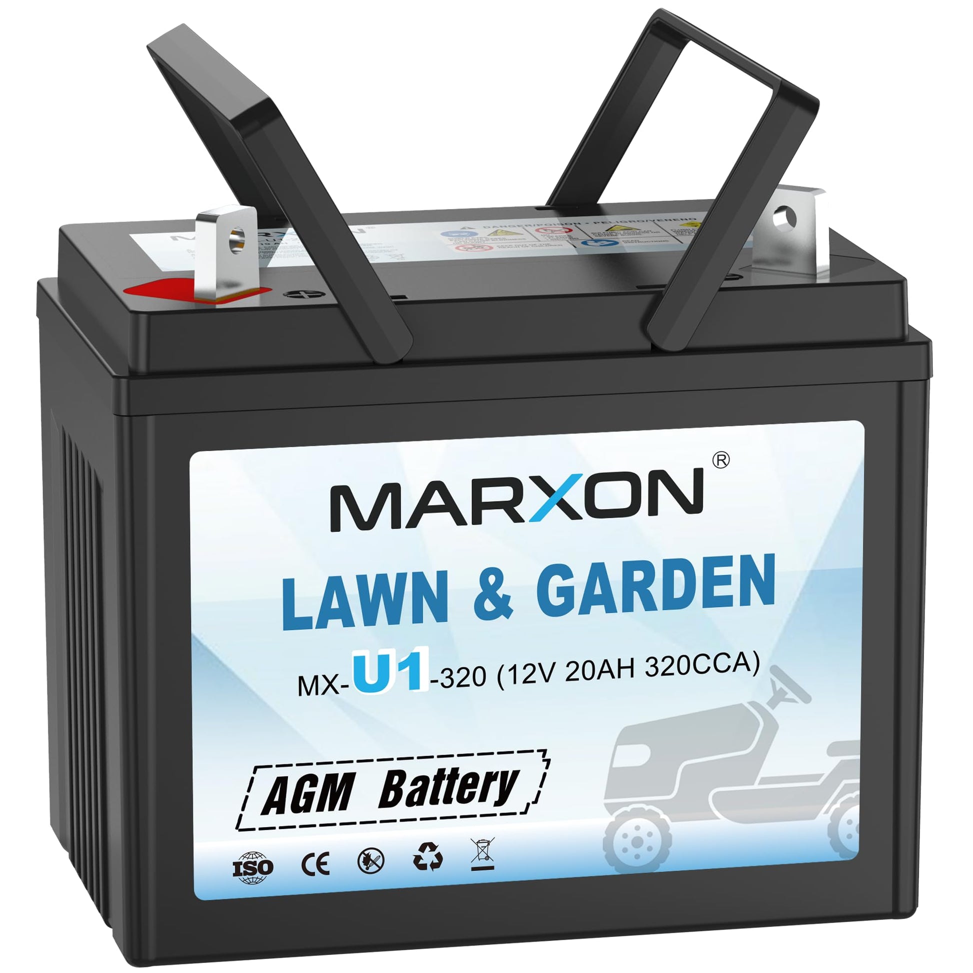 Marxon U1 320CCA Riding Lawn Mower Batteries, Garden Tractors Battery Maintenance Free AGM Battery, Compatible with Troy-Bilt, John Deere, Toro, Cub Cadet, Craftsman, Ariens Poulan Pro Massey Ferguson