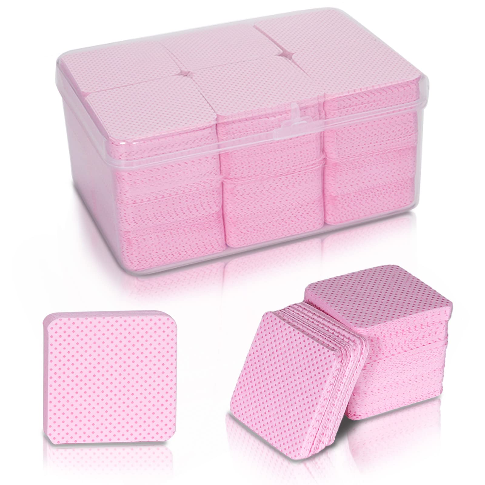 1080PCS Lint Free Nail Wipes- Non-Woven Soft Nail Polish Remover Pads, Nail Polish Remover Wipes Pink- Lint Free Wipes for Nail Polish Remover, Eyelash Extensions and Nail Art- DIY Nail Supplies