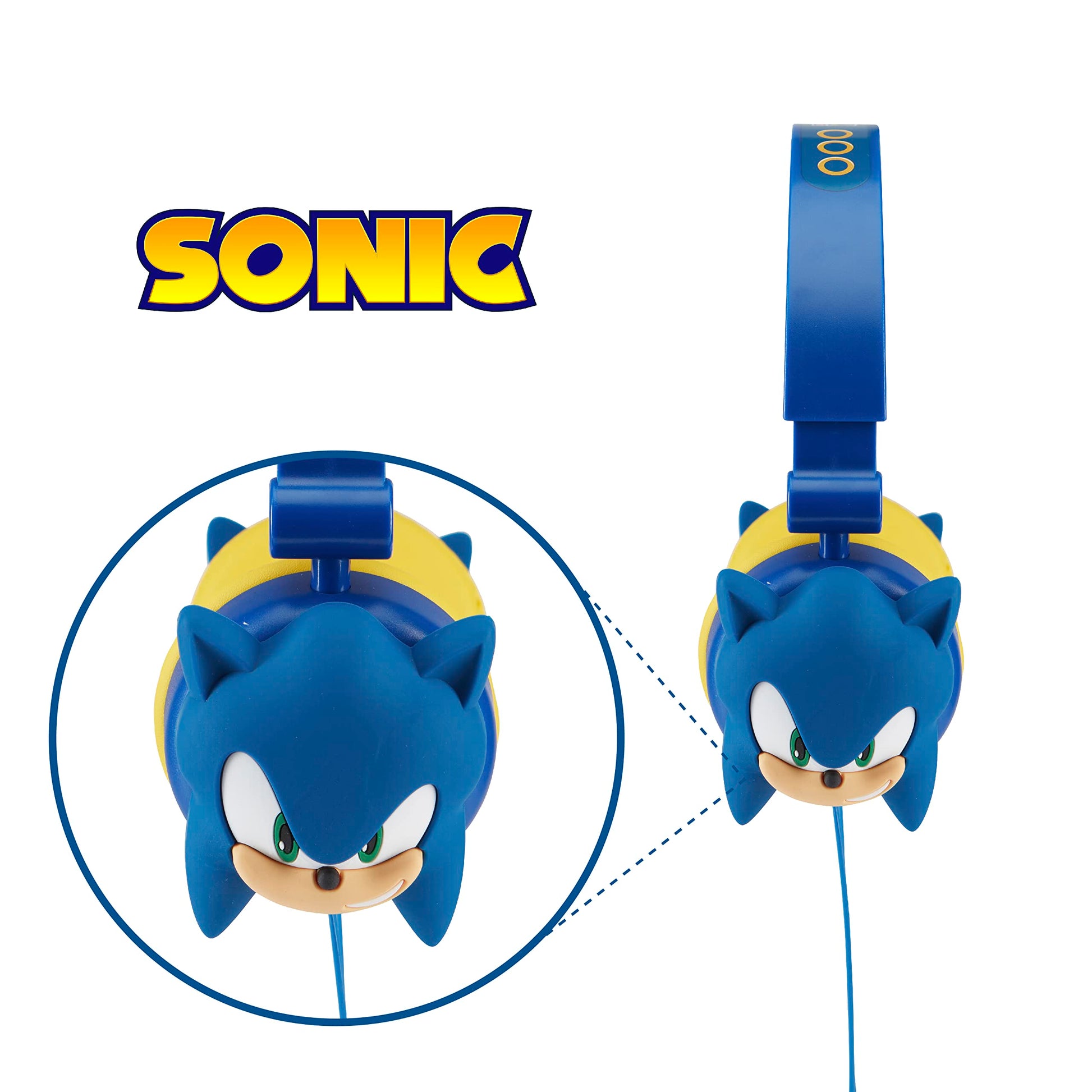 Sonic The Hedgehog Over-Ear Headphones for Kids - Adjustable Headband, Stereo Sound, Tangle-Free Cable, Volume Control, and 3.5mm Jack - Perfect for School, Home, and Travel