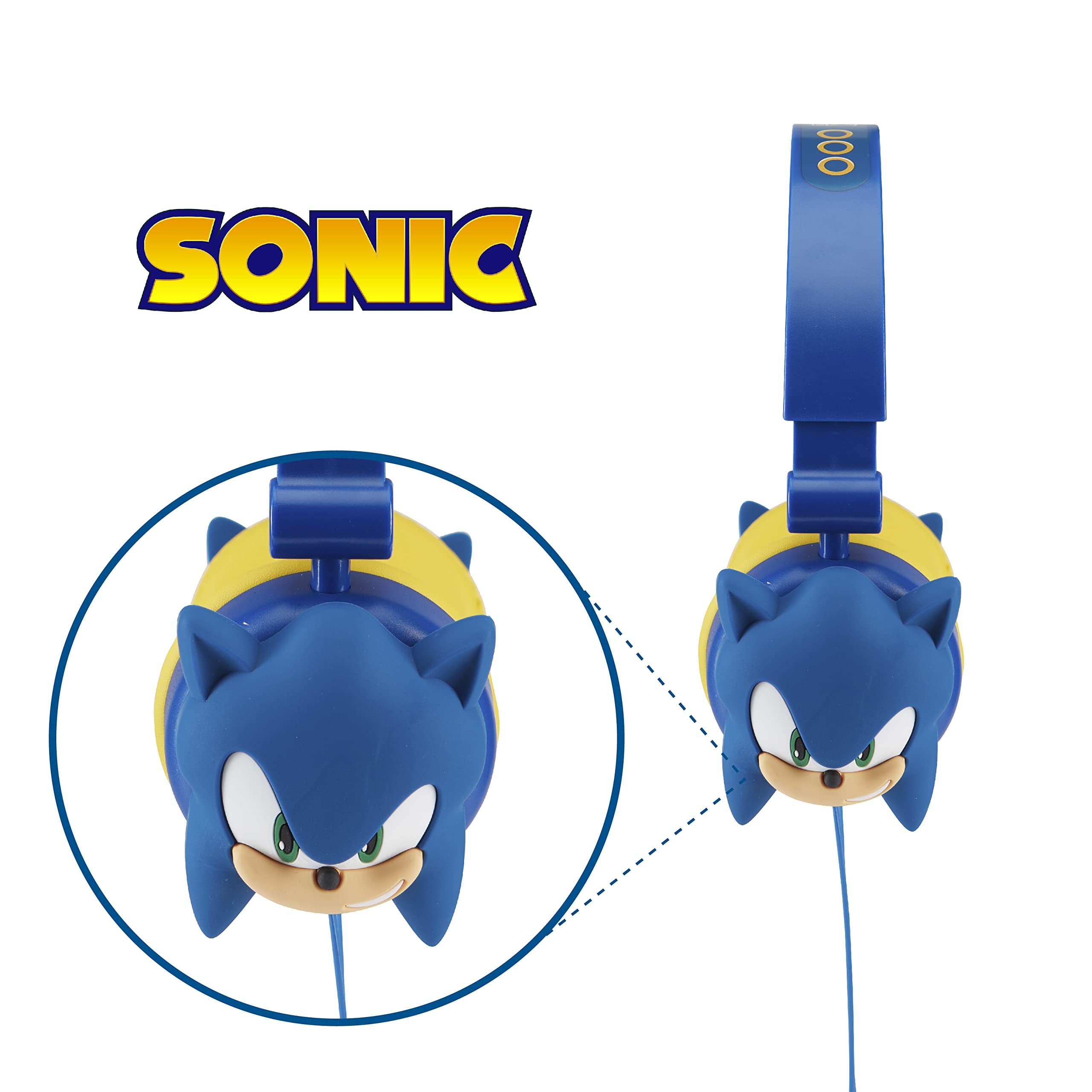 Sonic The Hedgehog Over-Ear Headphones for Kids - Adjustable Headband, Stereo Sound, Tangle-Free Cable, Volume Control, and 3.5mm Jack - Perfect for School, Home, and Travel