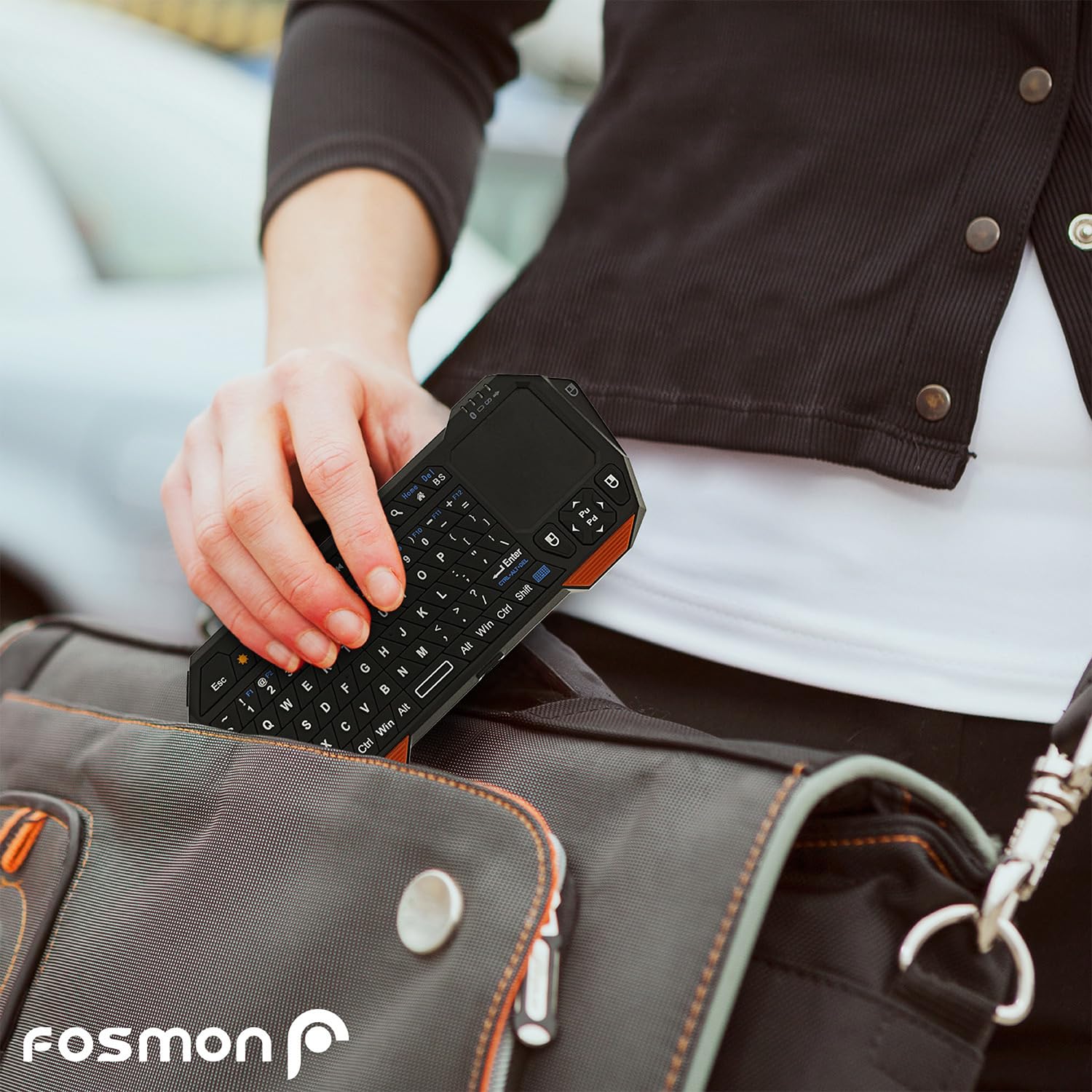 Fosmon Mini Bluetooth Keyboard (QWERTY Keypad), Wireless Portable with Touchpad, Compatible with Apple TV, Amazon Fire Stick, PS4, PS4 Pro, PS5, HTPC/IPTV, VR Glasses, Smartphones