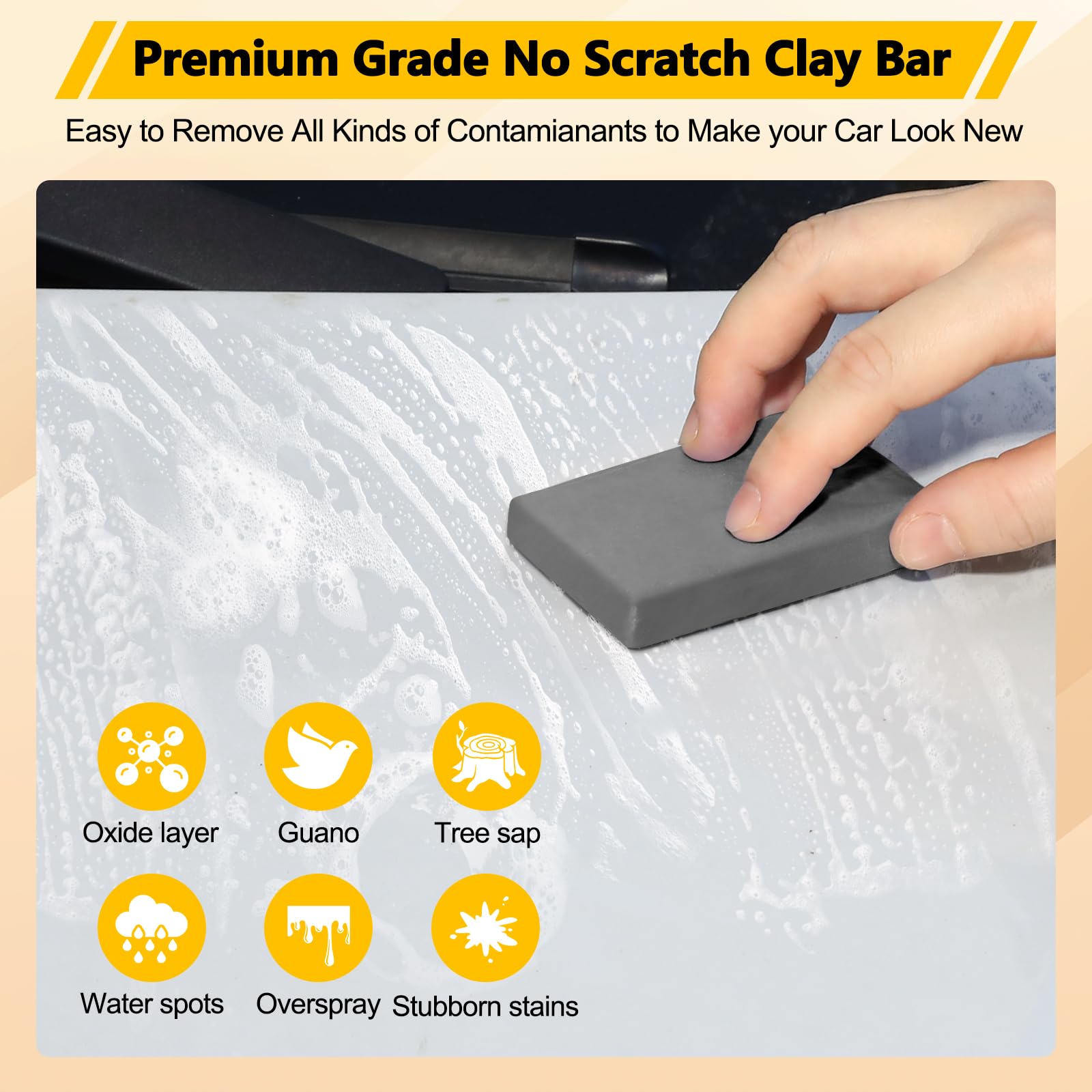 Fitosy Car Clay Bar 4 Pack 400g, Premium Grade No Scratch Magic Clays Bars Detailing Cleaner Kit Glass Deatil Cleaning with Washing and Adsorption Capacity for Auto SUV,RV,Truck