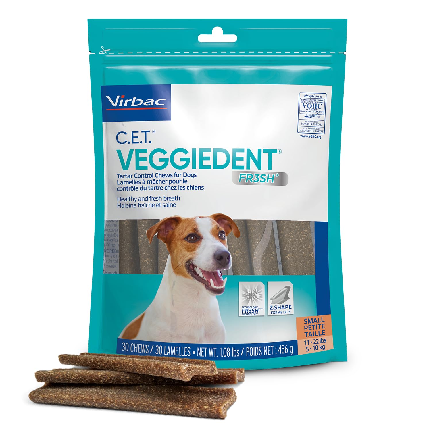 Virbac CET VEGGIEDENT FR3SH Tartar Control Chews for Dogs, Medium (Pack of 30)