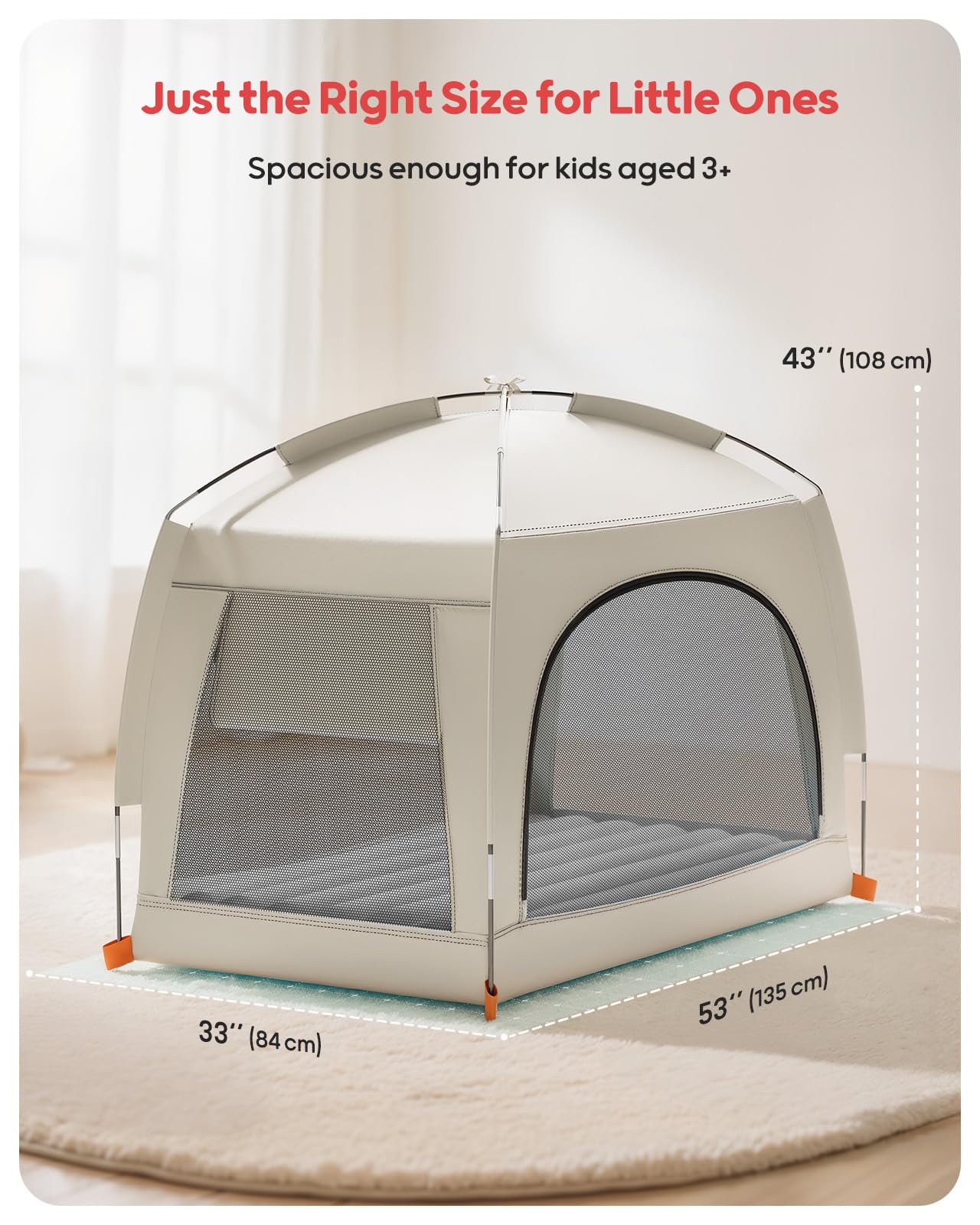 QPAU Inflatable Toddler Travel Bed with Tent – Lightweight Blow Up Kids Air Mattress with Hand Pump – Indoor & Outdoor Portable Sleeping Solution for Camping, Travel, Home, Grandma’s – Ages 3+
