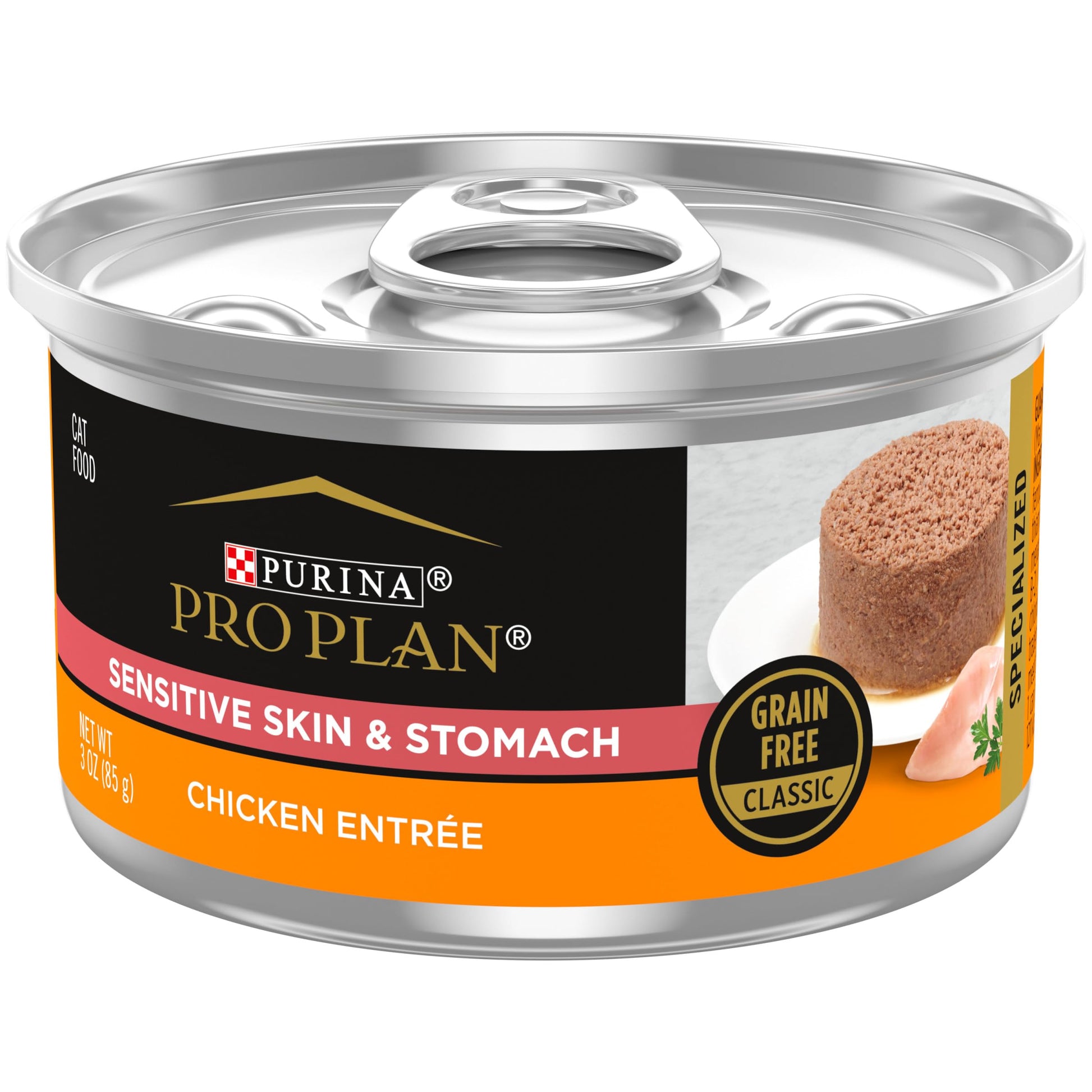 Purina Pro Plan Sensitive Skin and Stomach Wet Cat Food, Sensitive Skin and Stomach Duck Entree - (Pack of 24) 3 oz. Pull-Top Cans