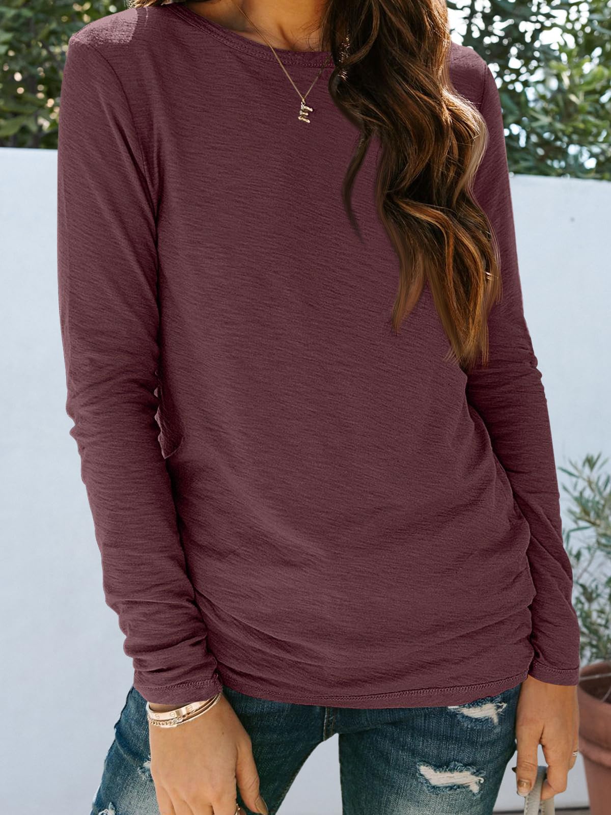 AUTOMET Long Sleeve Shirts for Women Business Casual Tops Fall Fashion Clothes Workout Plus Size Teacher School Outfits 2025 01wine Red L