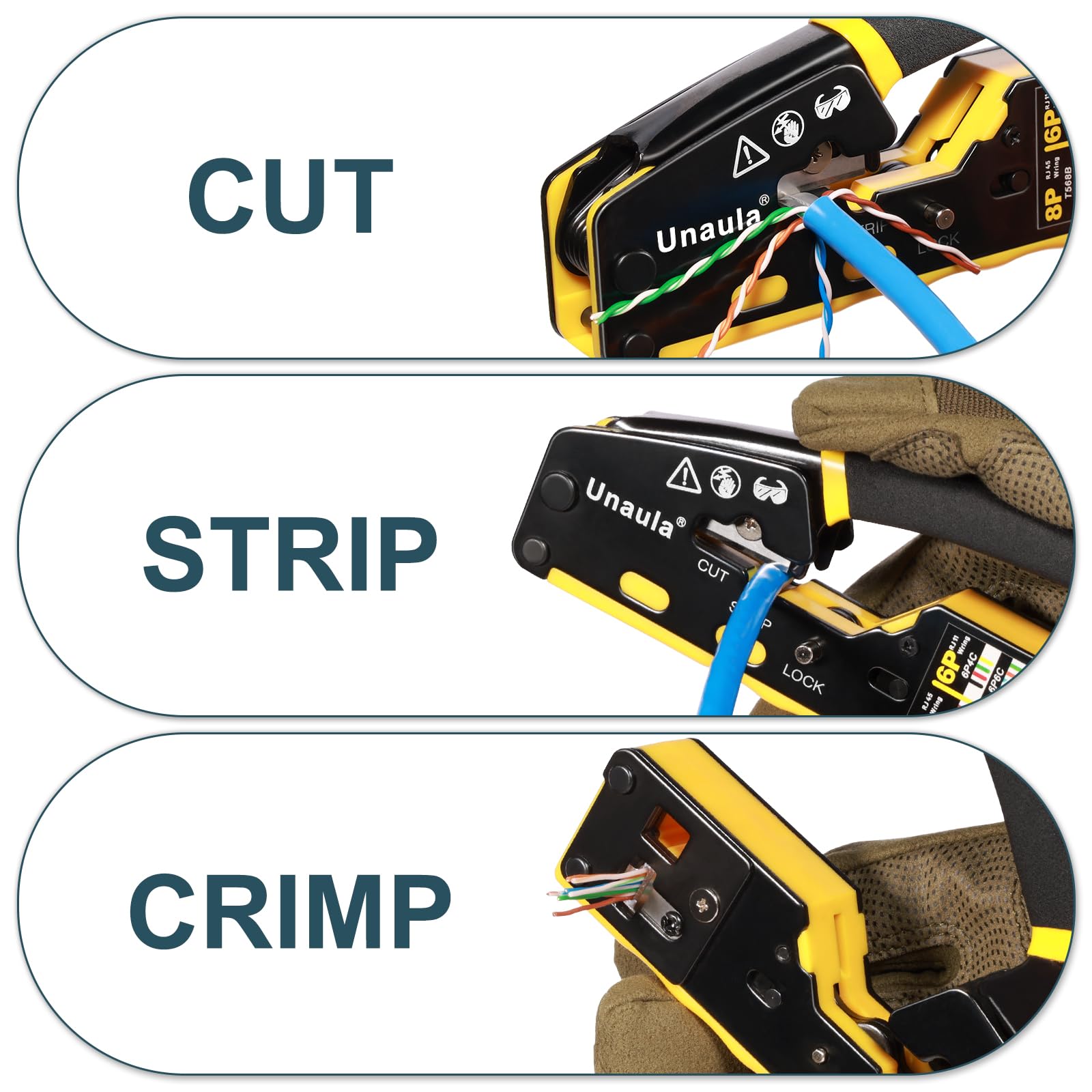 RJ45 Crimp Tool Pass Through Ethernet Crimper Kit Cat5 Cat6 Crimping Tool Kit, RJ45 Ethernet Crimping Tool Kit RJ45 Crimper