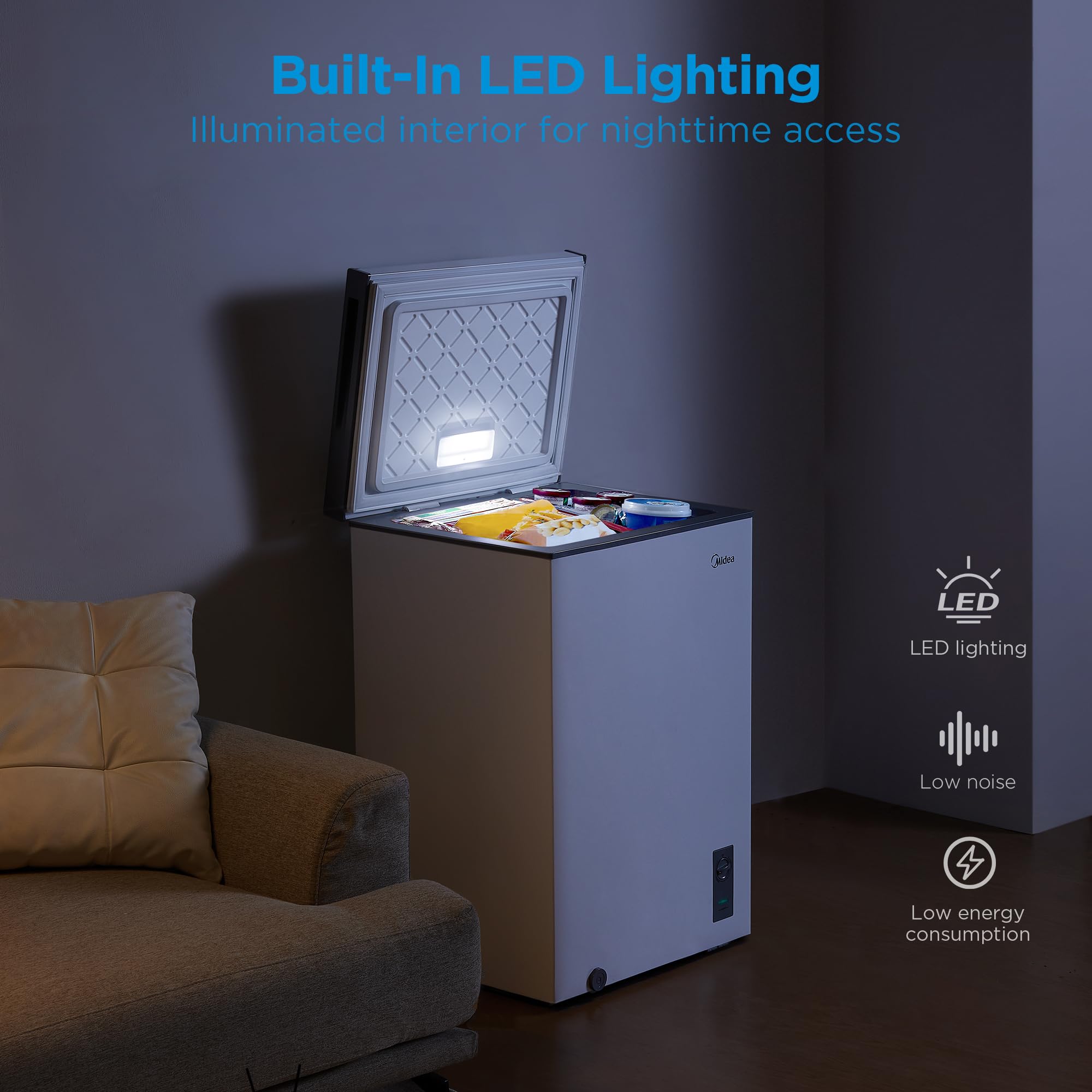 Midea MERC04C4BAWW 3.5 Cubic Feet Chest Freezer, Cu.ft-Convertible, White