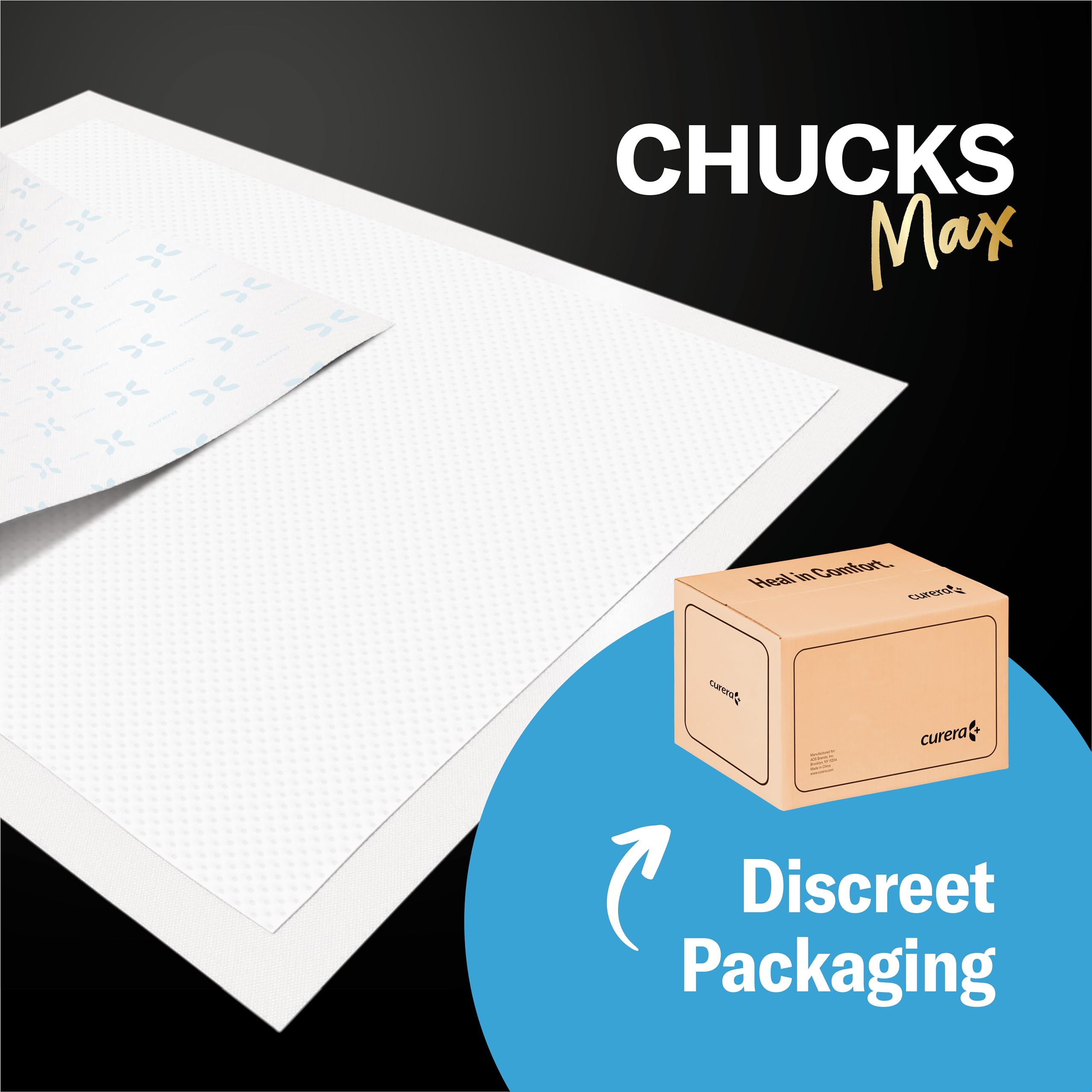 Curera Chucks MAX Hospital Bed Pads Disposable Adult 36 x 36 Breathable Incontinence Pads - XXX-Large Pee Pads for Adults - Heavy Duty Absorbency Underpads - 400 Lbs. Patient Repositioning [20 Count]