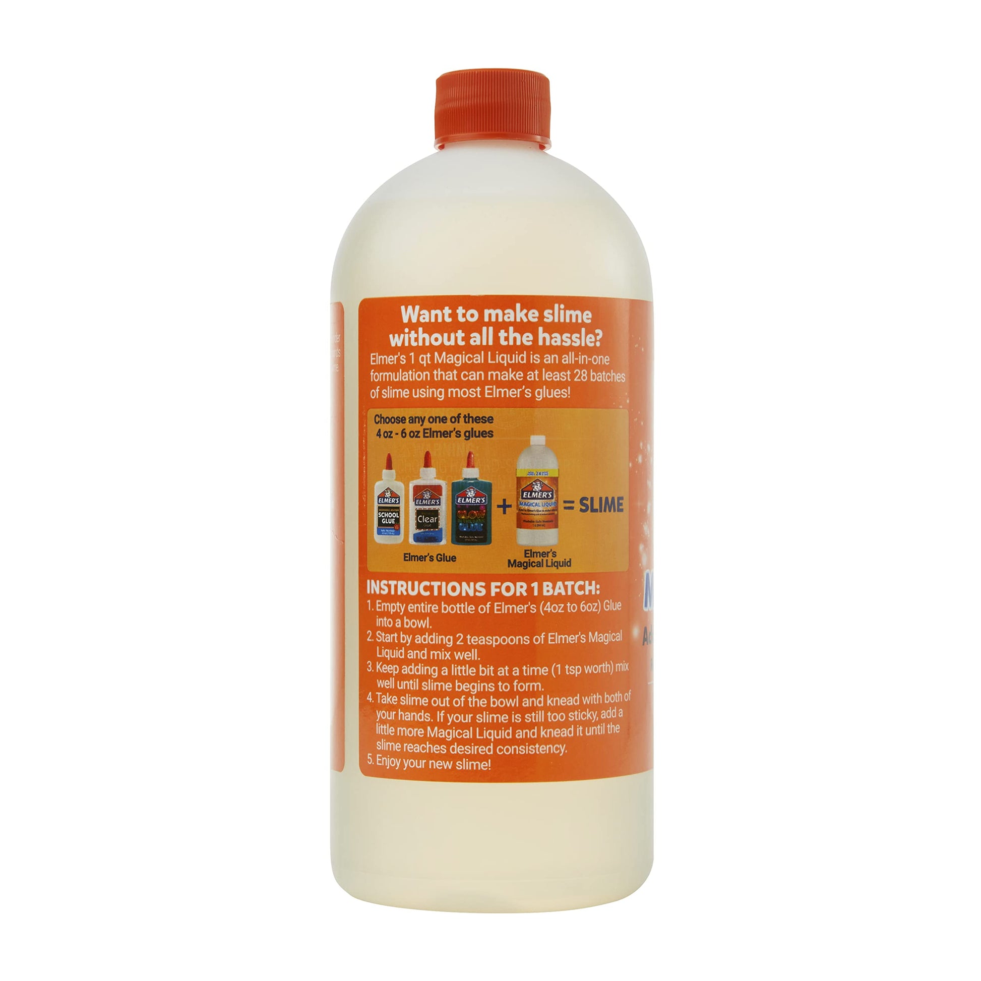 Elmer's Magical Liquid Slime Activator Solution Updated Formula for Double Slime Output Safe and Washable 1 Quart