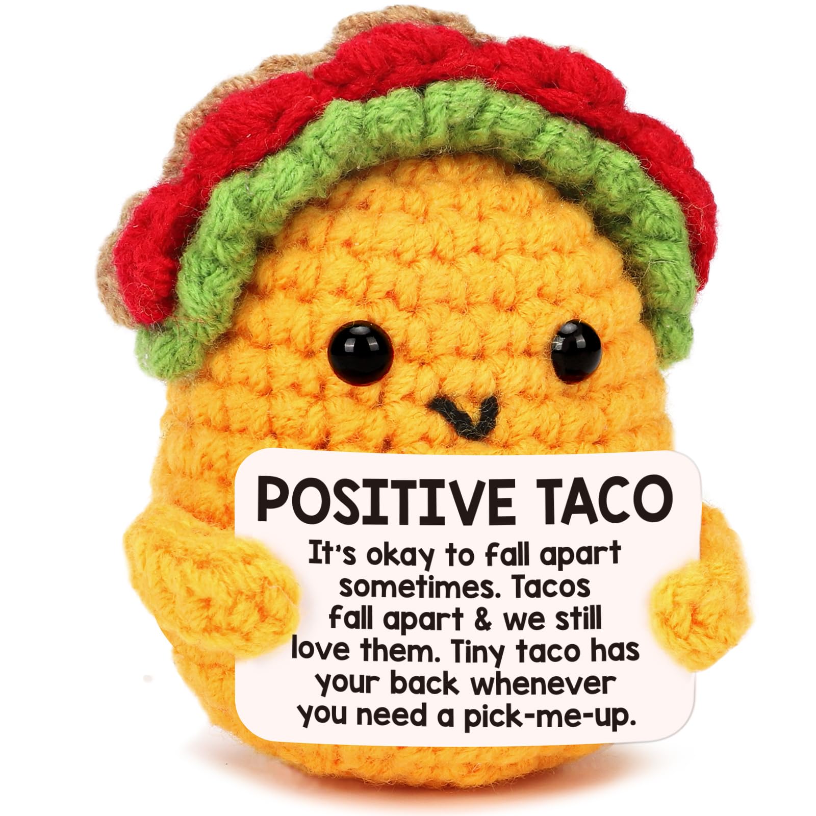 Positive Crochet Taco Christmas Birthday Gifts for Women Men Self Care Thanksgiving Basket Son Mom Dad Daughter Sister Friend Coworkers Relaxation Gift Desk Home Decor Emotional Inspirational Support