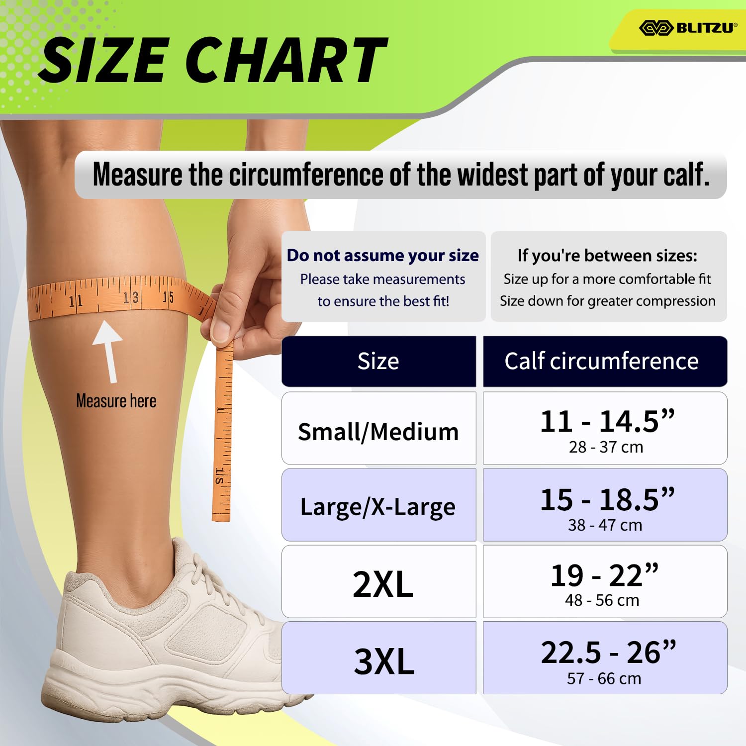 BLITZU Calf Compression Sleeves for Men and Women. Footless Compression Socks Support for Varicose Vein, Nursing, Running. Leg Sleeve Brace for Shin Splints, Pain Relief & Reduces Swelling Black L-XL