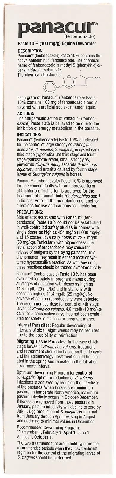 Panacur (3 Pack) Dewormer Horse Paste 10%, 100mg Each