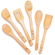 Riveira Bamboo Cooking Spoons 6-Piece – Wooden Cooking Utensils Set with Wooden Spoons for Cooking & Spatulas Wooden Utensil Sets – Premium Kitchen Utensils Set – Durable First Apartment Essentials