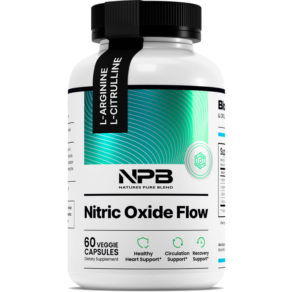 مكملات أكسيد النيتريك للرجال من Nature's Pure Blend - إل-أرجينين وإل-سيترولين - دعم صحة القلب وتحسين الدورة الدموية - 1500 ملجم إل-أرجينين وإل-سيترولين، قبل التمرين، كمال الأجسام