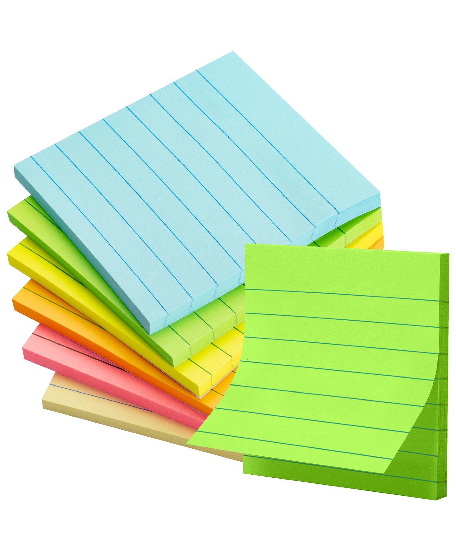 Mr. Pen- Lined Sticky Notes 4x6, 6 Pads, 45 Sheets/Pad, Pastel Color, Sticky Notes with Lines, Sticky Pads, Sticky Note Pads, Colorful Sticky Notes, Stickies Notes, Ruled Post Stickies