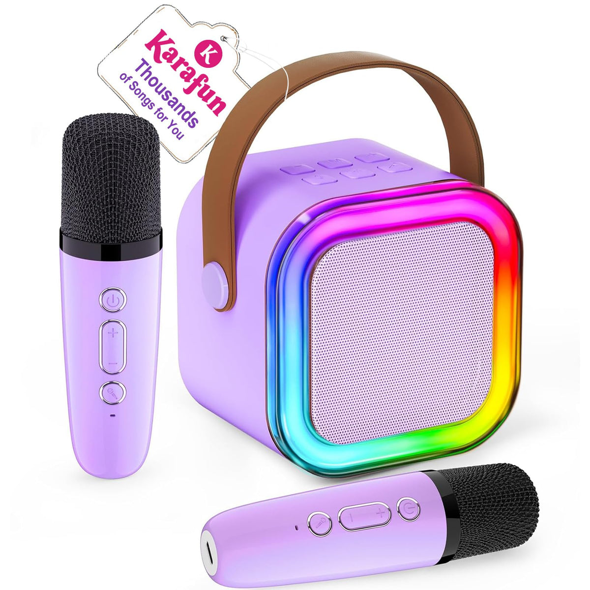 IROO Mini Karaoke Maschine für Kinder, 2025 TOP Spielzeug Geburtstagsgeschenkideen für Mädchen im Alter von 4, 5, 6, 7, 8, 9, 10, 12+ Jahren, Tragbarer MP3-Player mit 2 kabellosen Mikrofonen für Partys