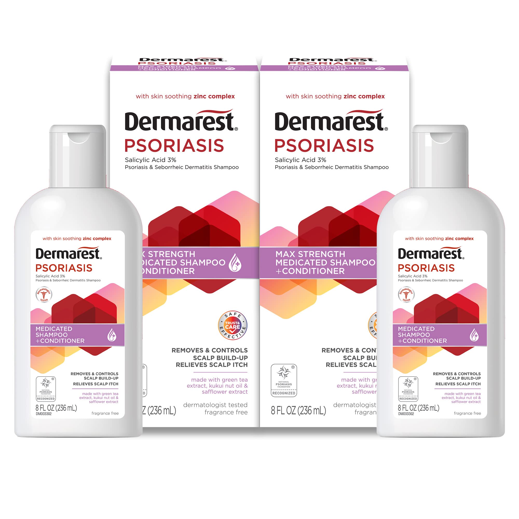 Dermarest Psoriasis Medizinisches Shampoo und Spülung, ohne Duftstoffe, dermatologisch getestet, 236 ml (2er-Pack)