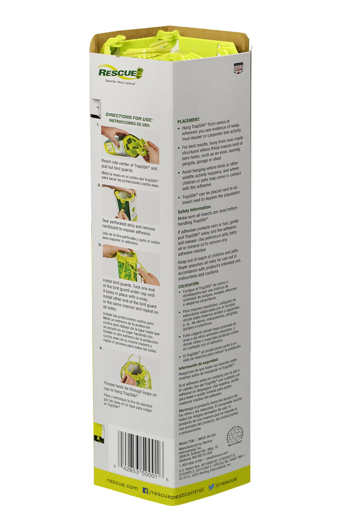 RESCUE! VisiLure® TrapStik for Wasps, Mud Daubers, Carpenter Bees – 2 Pack