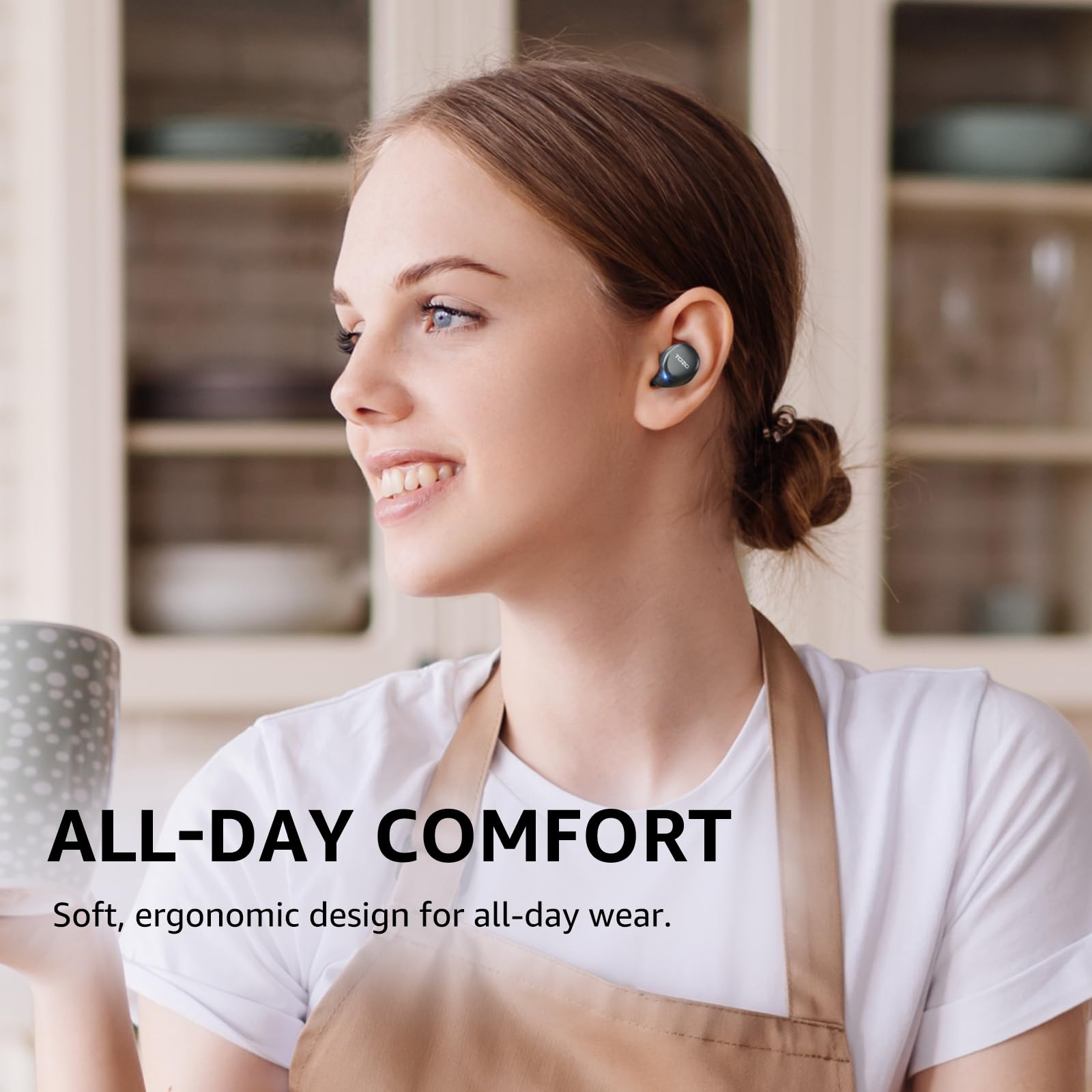 TOZO A1 Wireless Earbuds Bluetooth 5.3 Light Weight in Ear IPX5 Waterproof Headphones 2 Mic for AI Calls, Immersive Premium Sound Bass Headset with Charging Case, 32 Presets EQ Customization via App