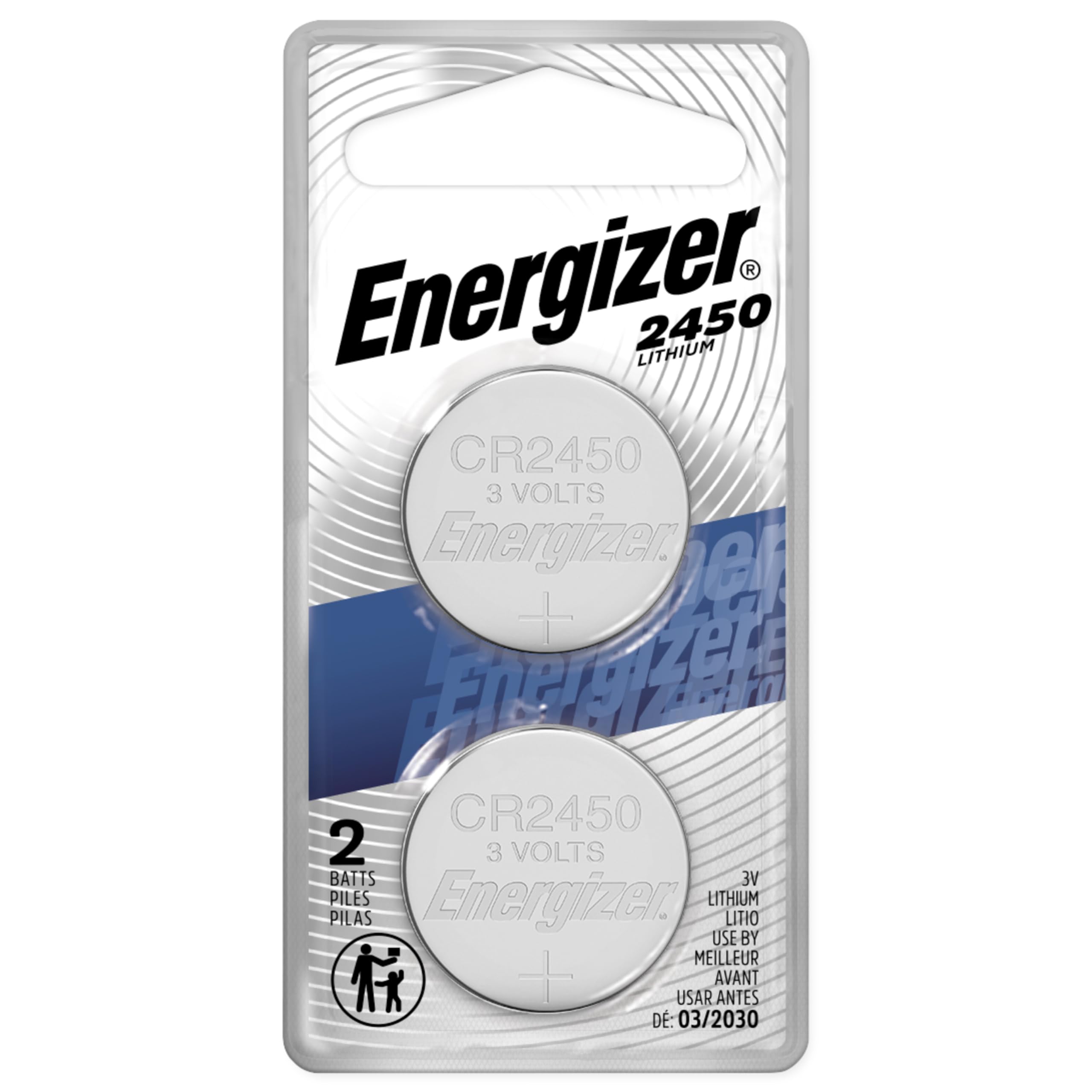 بطارية ليثيوم Energizer 2450 على شكل عملة، عبوة من قطعتين