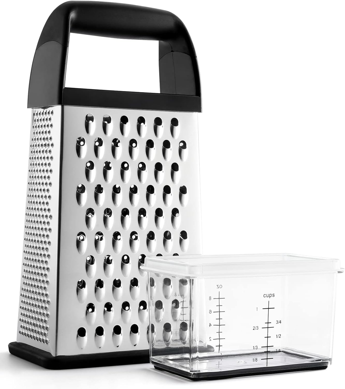 Urbanstrive Cheese Grater With Container Box Grater Stainless Steel Graters for Kitchen Cheese Shredder Parmesan Shredder Kitchen Gadgets Kitchen Tools Kitchen Gifts for Chef Dishwasher Safe Zester