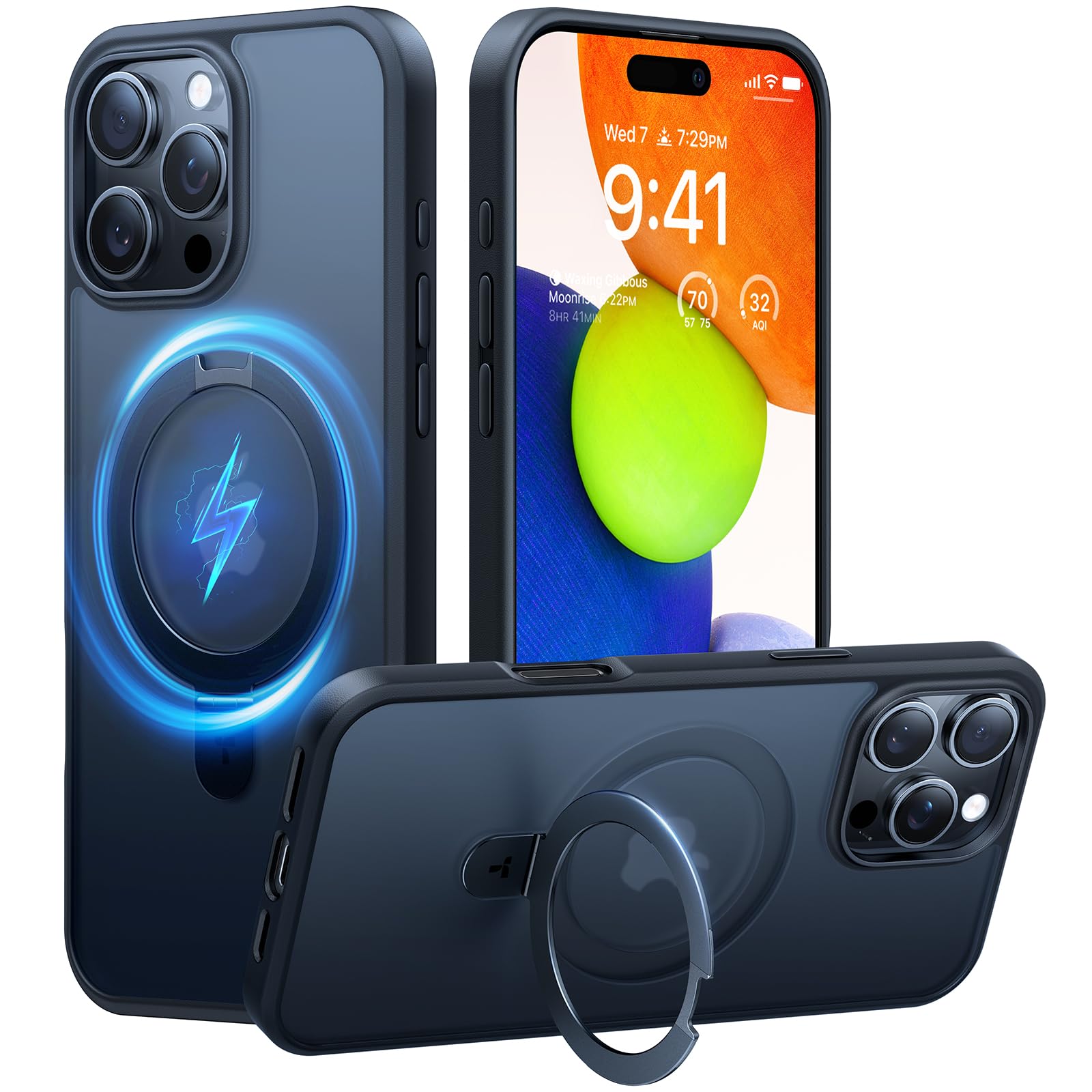 TORRAS Ultra Magnetic Ostand for iPhone 16 Pro Case [Fit for MagSafe] [Sturdy Stand & Ring Holder] Mil-Grade Shockproof Anti-Yellow Anti-Scratch Slim Protective Kickstand Case, Crystal Clear 6.3 inch