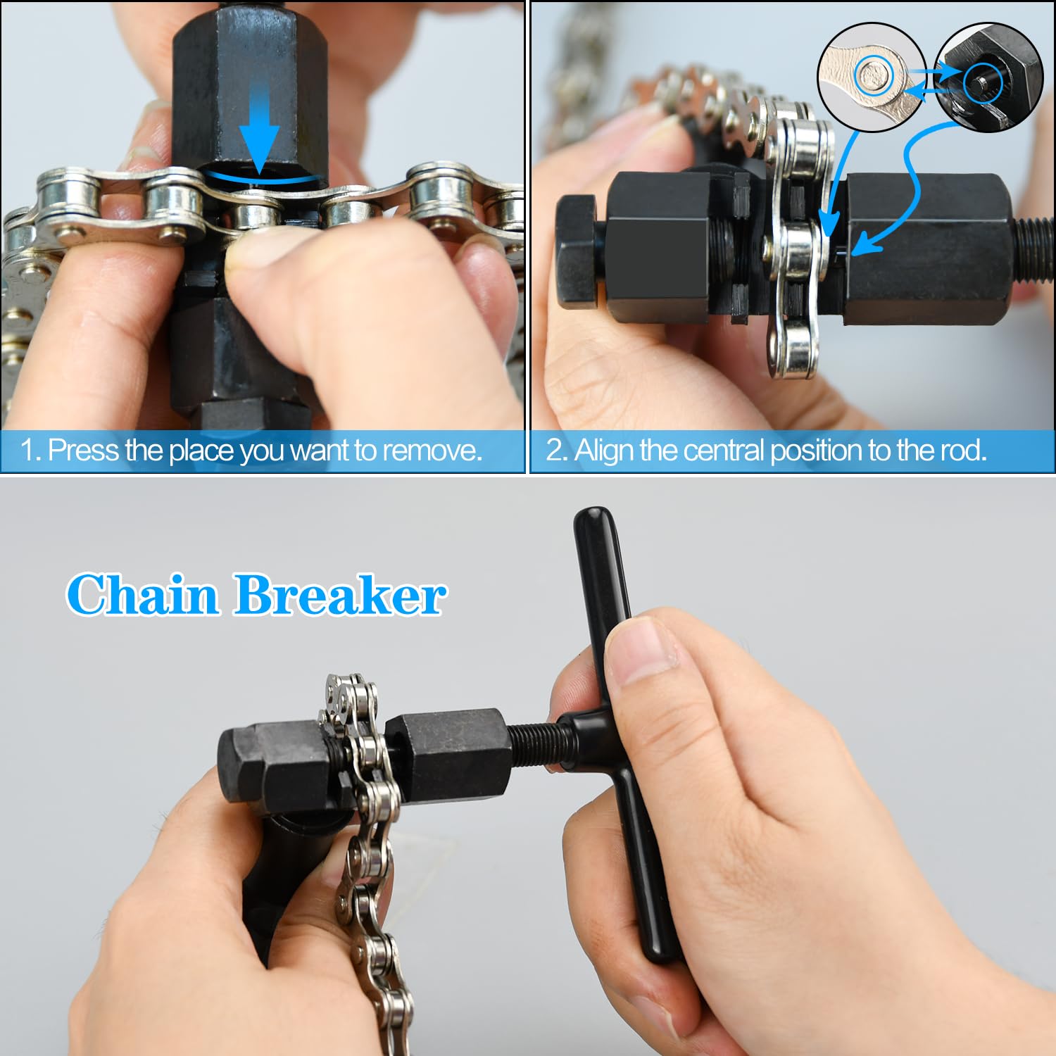 Bike Chain Kit, Single/6/7/8/9/10/11/12 Speed Multi-Function Bike Mechanic Repair Kit, Chain Breaker and Bike Link Plier with Hook and 6 Pairs Bicycle Buckle, Reusable (6/7/8 Speed Bike Chain Kit)