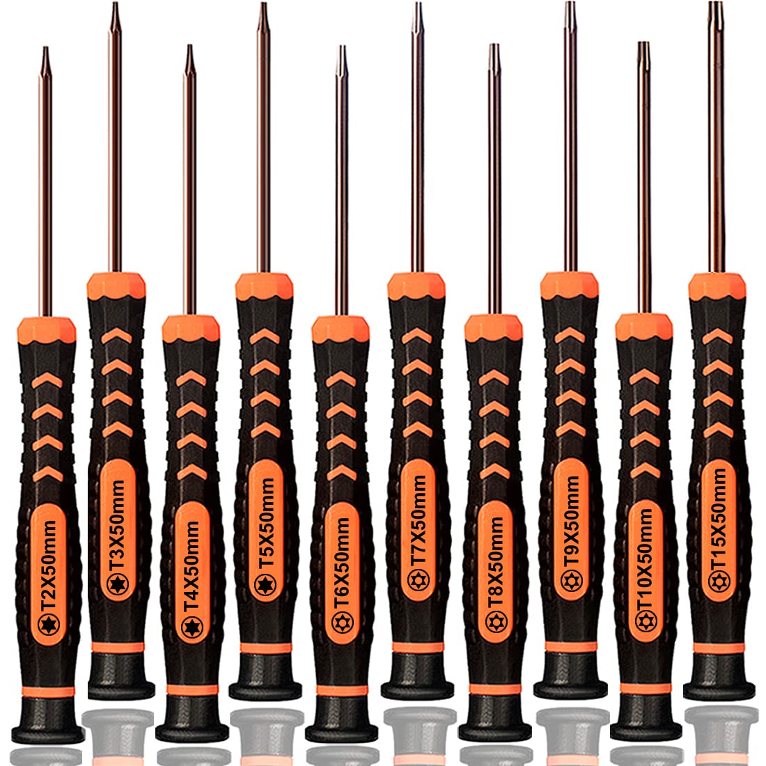 Torx Screwdriver Set of T2-T15, TECKMAN 10-Piece Magnetic Small Torx Security Screwdrivers with T2 T3 T4 T5 T6 T7 T8 T9 T10 T15 Star Screwdriver Tool Kit for Xbox,PS3,PS4,Knife,Computer & Other Device