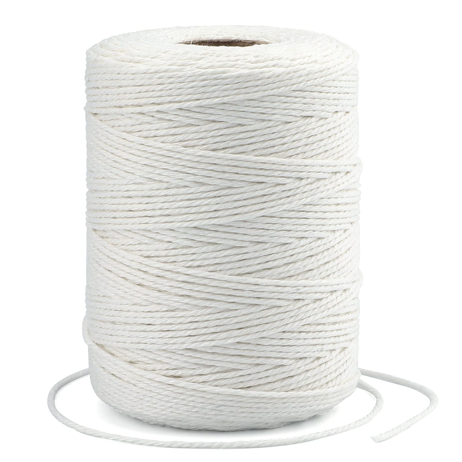 G2PLUS White String,2MM White Cotton String,656Feet Cotton Bakers Twine String for DIY Art&Crafts,Gift Wrapping,Gardening,Macrame,Meat and Roasting(200M/218Yard,12Ply White Twine String)