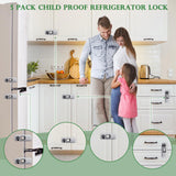 KIZZHISI 5 Pack Child Proof Refrigerator Lock, Baby Proofing Cabinet Locks, oven lock child safety, fridge lock, for Fridge, Drawers, Dishwasher, Oven, Cupboard, Closet, Adhesive, No Tools Need(Grey)