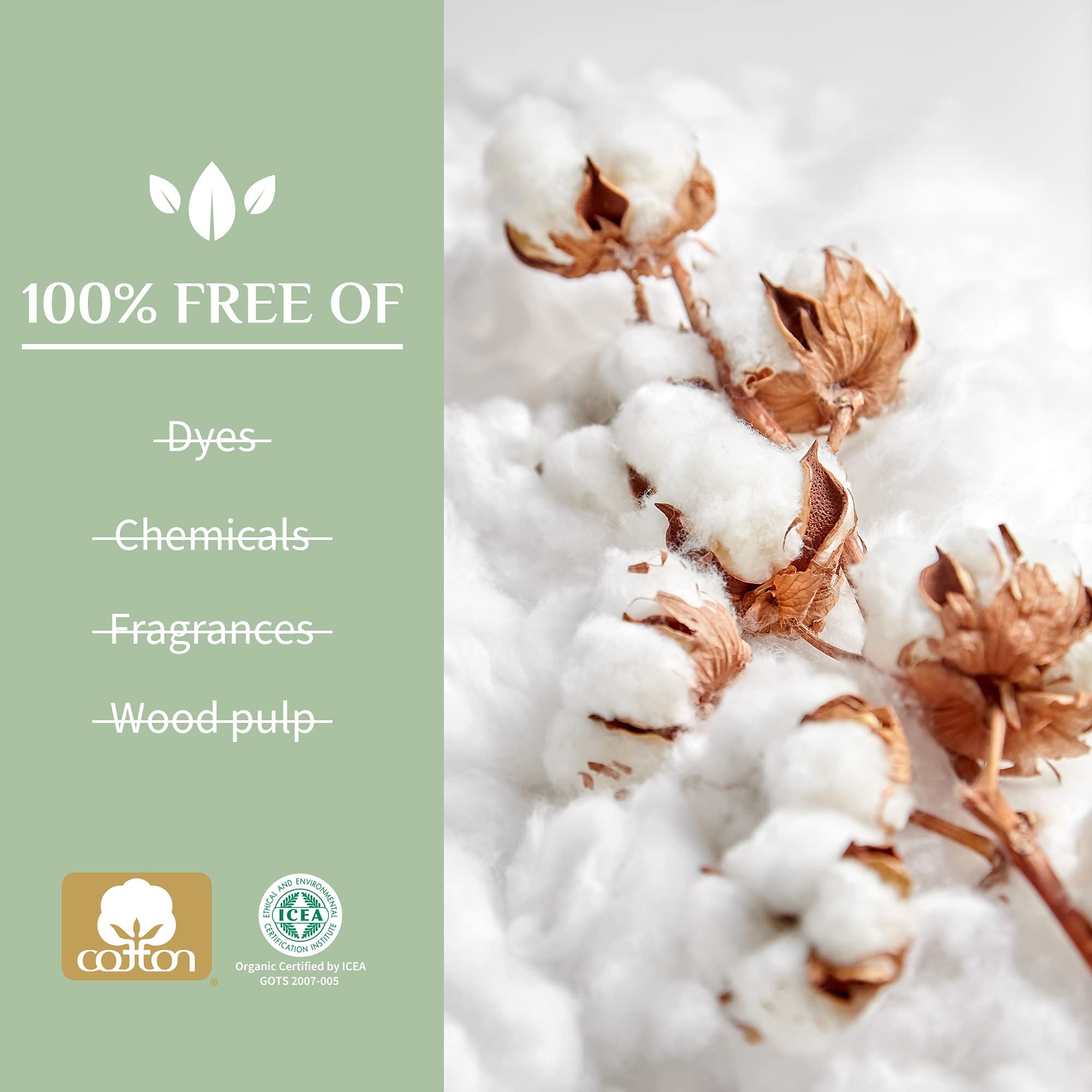 Organyc 100% Organic Cotton Balls for Sensitive Skin, 100 Count