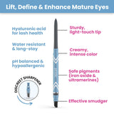 PRIME PROMETICS PrimeEyes Glide Eyeliner for Mature Women – Water-Resistant, Long-Stay and Mess-Proof – Gel Cream Texture, Discreet Sharpener and Effective Smudger (Wood (brown))