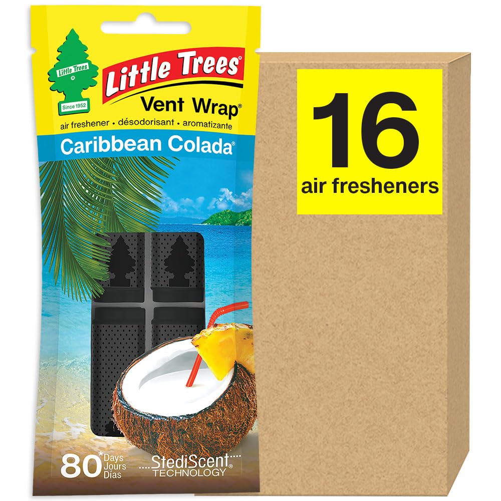 LITTLE TREES Car Air Freshener. Vent Wrap Provides Long-Lasting Scent, Slip on Vent Blade. Vanillaroma, 16 Air Fresheners, 4 Count (Pack of 4)