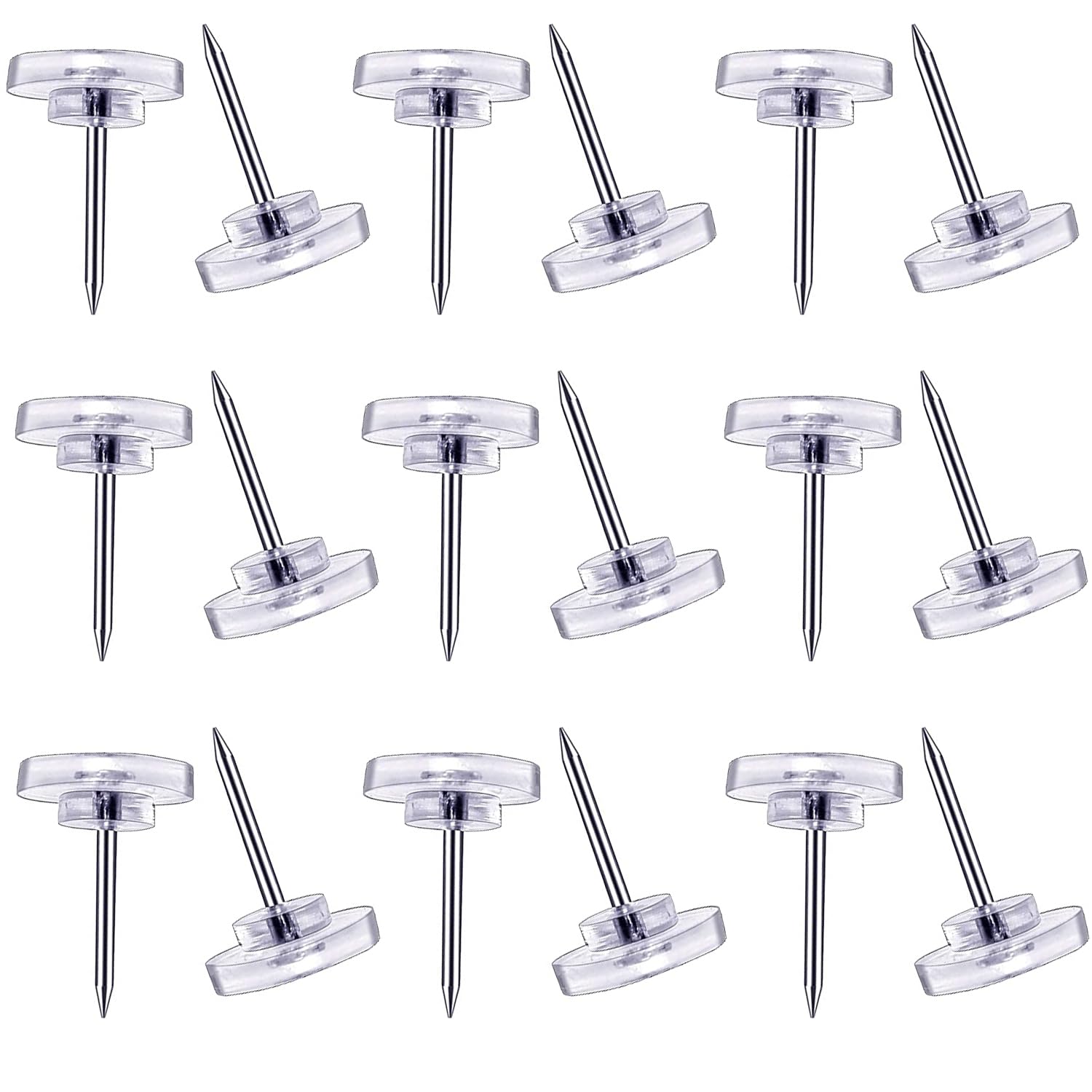 150 Count Push Pins, Willrain Clear Thumb Tacks Suitable, Clear Thumb Tacks for Wall Hangings Plastic Clear Push Pins for Cork Board Flat Head Thumb Tacks