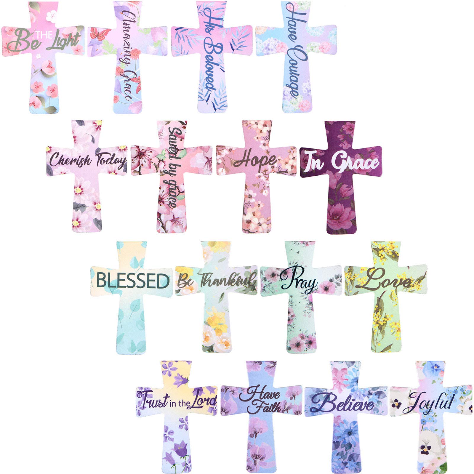 Outus 48 Pieces Magnetic Bookmarks Christian Floral Religious Cross Bookmark for Women Bible Magnetic Page Clips Cute Flower Religious Scripture Bible Verse Marks for Student Office Book 16 Styles