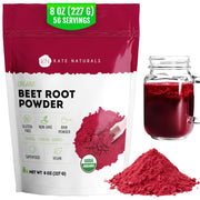 Kate Naturals Organic Beet Root Powder for Smoothies, Baking & Juice. Raw Beetroot Superfood & Natural Red Food Coloring (8oz, Non-GMO, Earthy Flavor)