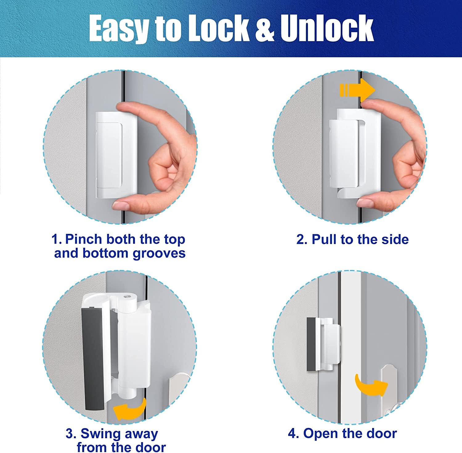 Door Reinforcement Lock Withstands 800lbs of Force - White Extra Proof Door Lock for Kids Safety with 8 Screws Prevents Unauthorized Entry, Add a Door Security Lock for Home Safety & Privacy